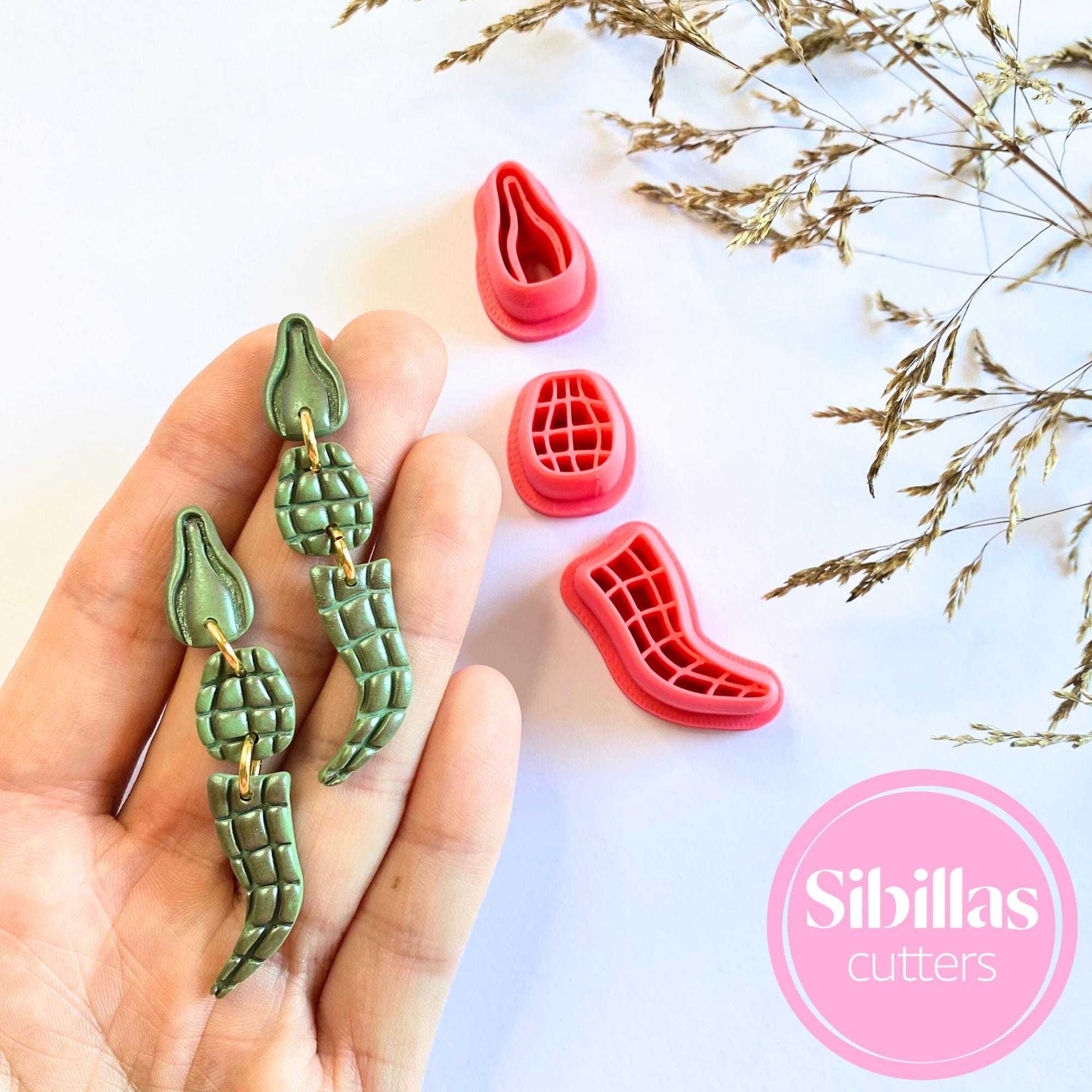 Alligator Polymer Clay Cutter: Mardi Gras Crocodile Earring Embossed Stamp