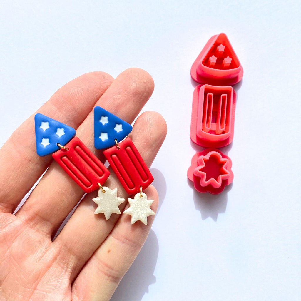 Firecracker Polymer Clay Cutter Set: USA Patriotic Earring Tool