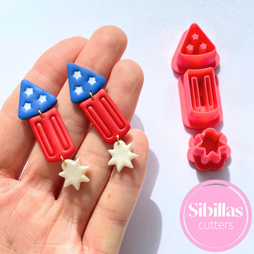 Firecracker Polymer Clay Cutter Set: USA Patriotic Earring Tool
