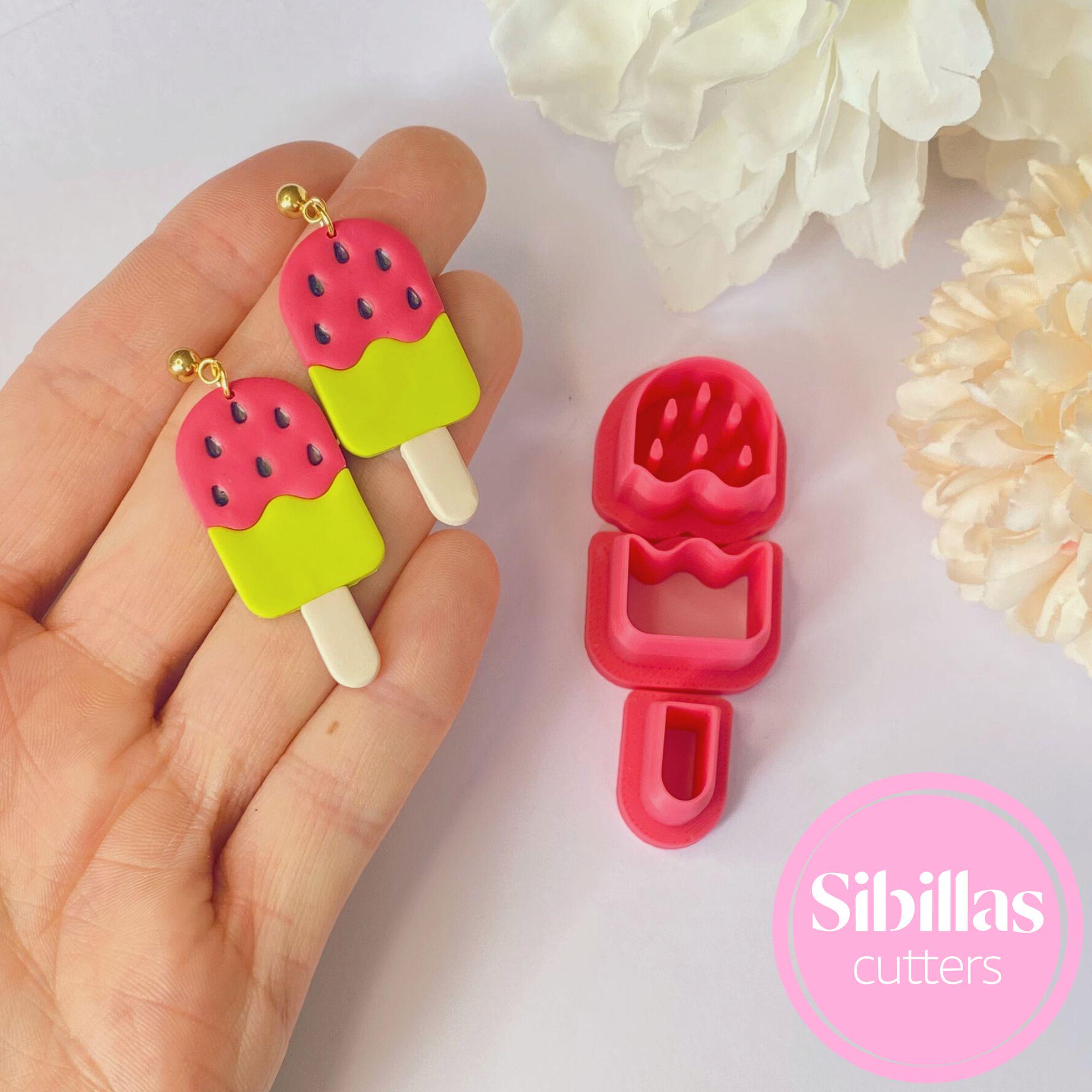 Watermelon Ice Cream Polymer Clay Cutter: Fun Earring Jewelry Tool