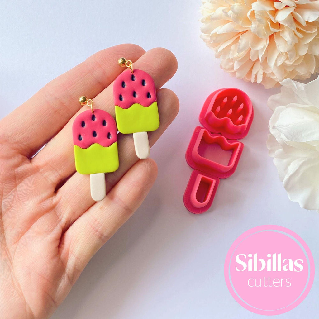 Watermelon Ice Cream Polymer Clay Cutter: Fun Earring Jewelry Tool