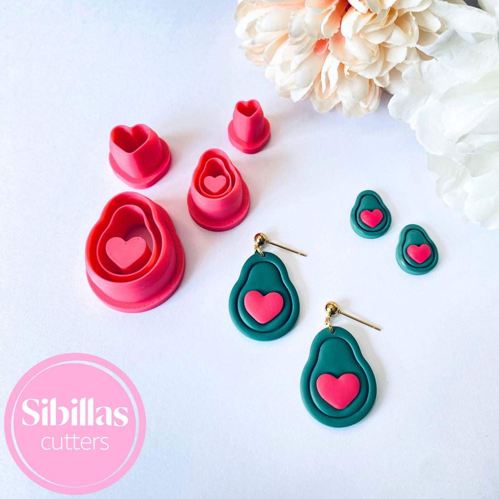 Avocado Heart Polymer Clay Cutter: Fun Earring Jewelry Tool