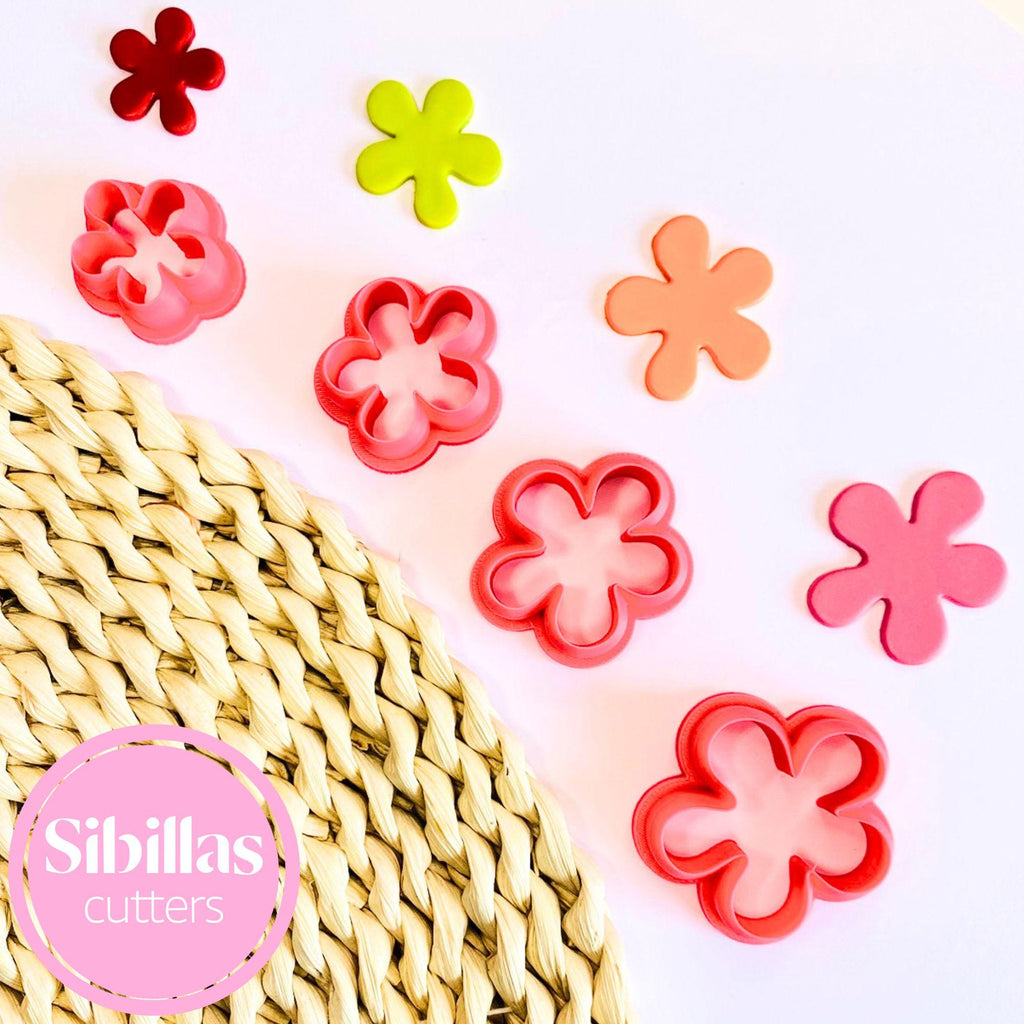 Abstract flower clay cutter: clay stamps floral