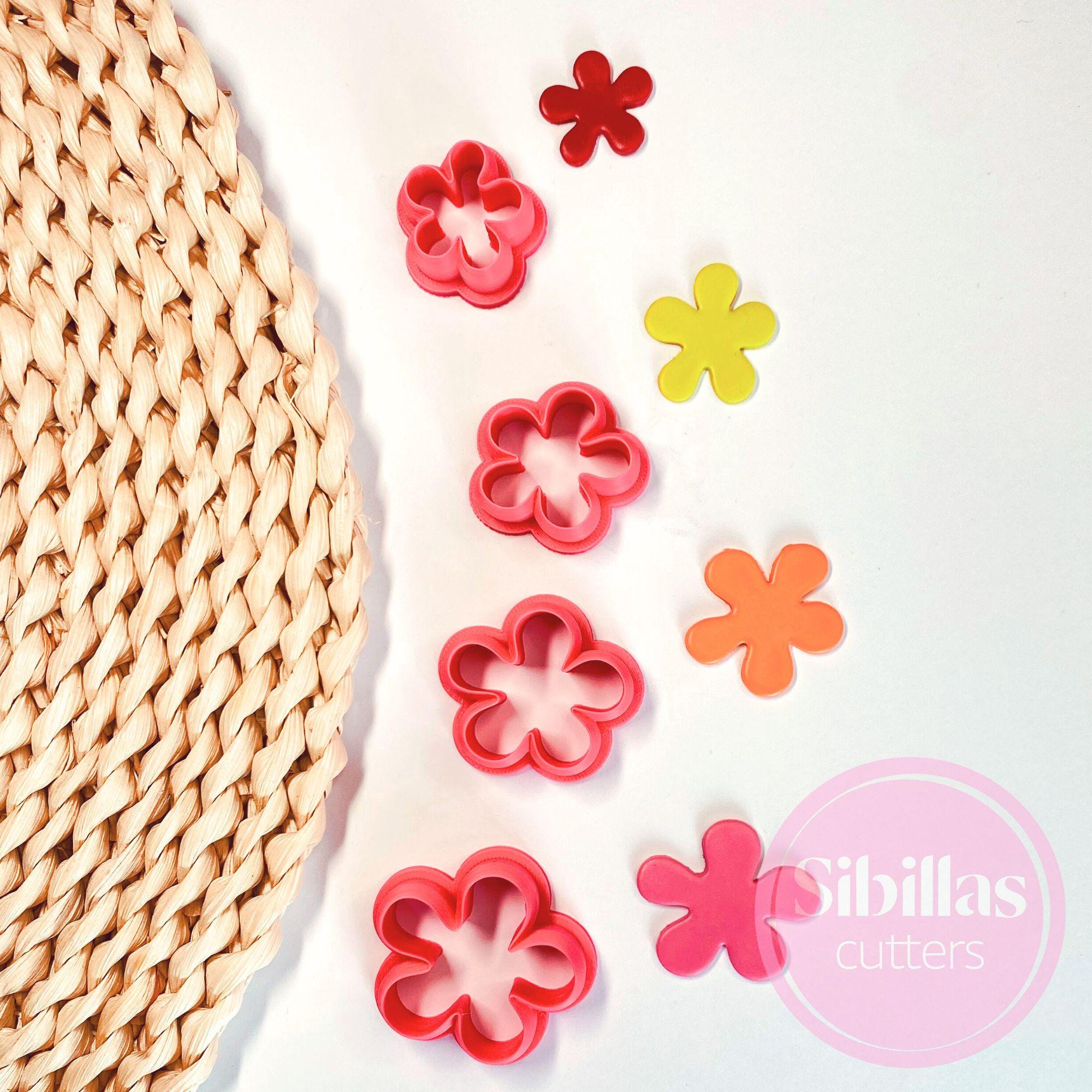 Abstract flower clay cutter: clay stamps floral