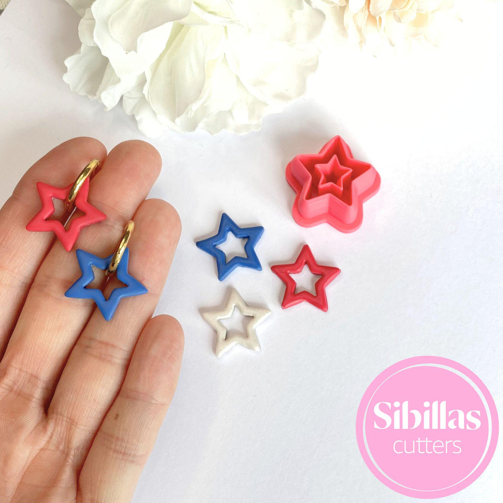 4th of july polymer clay cutter, USA Star earring clay cutter, Patriotic cutter, Fourth of July donut polymer clay tool, America cutter set