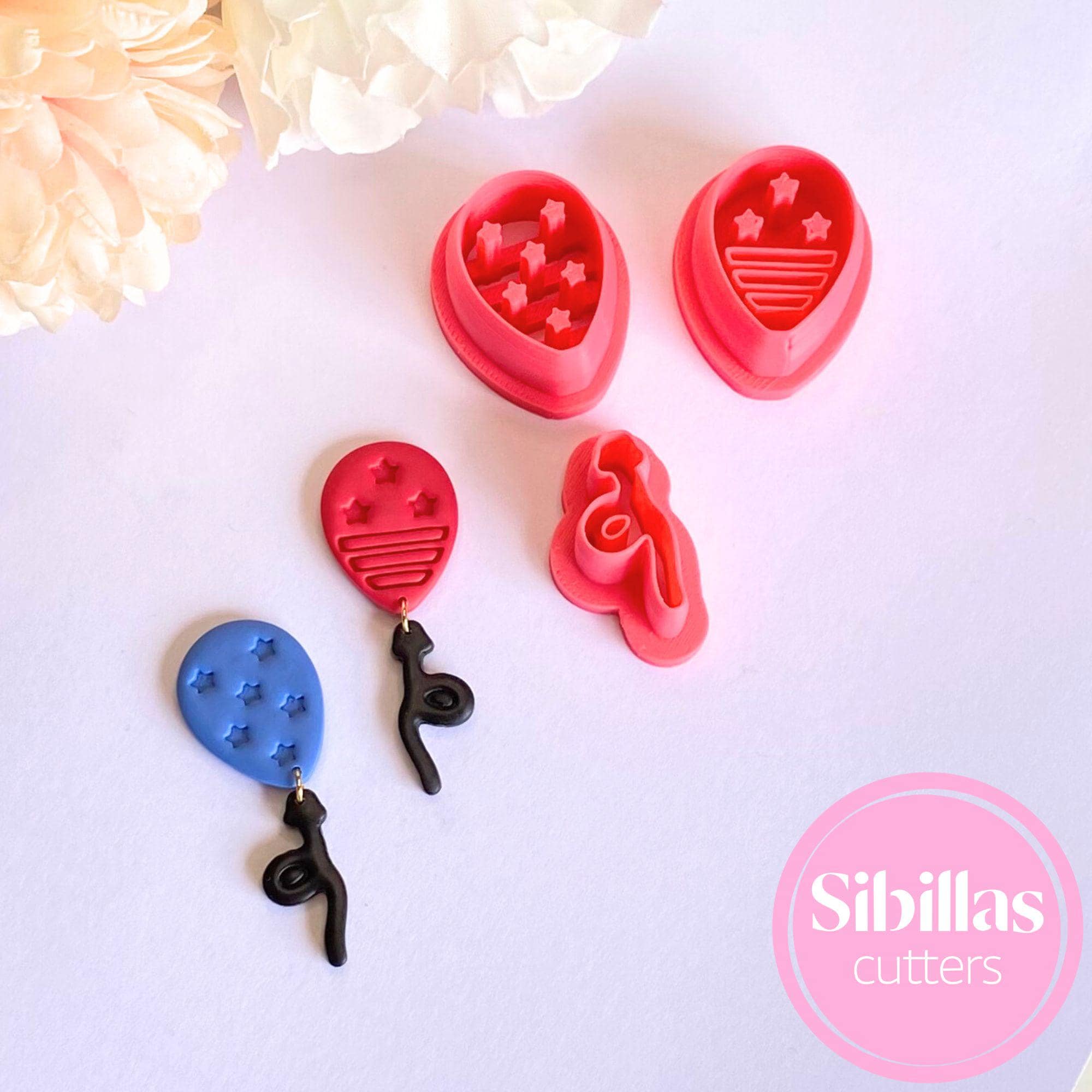 Festive clay cutters Cutter USA Balloon: Patriotic 4th of July polymer clay earring supply