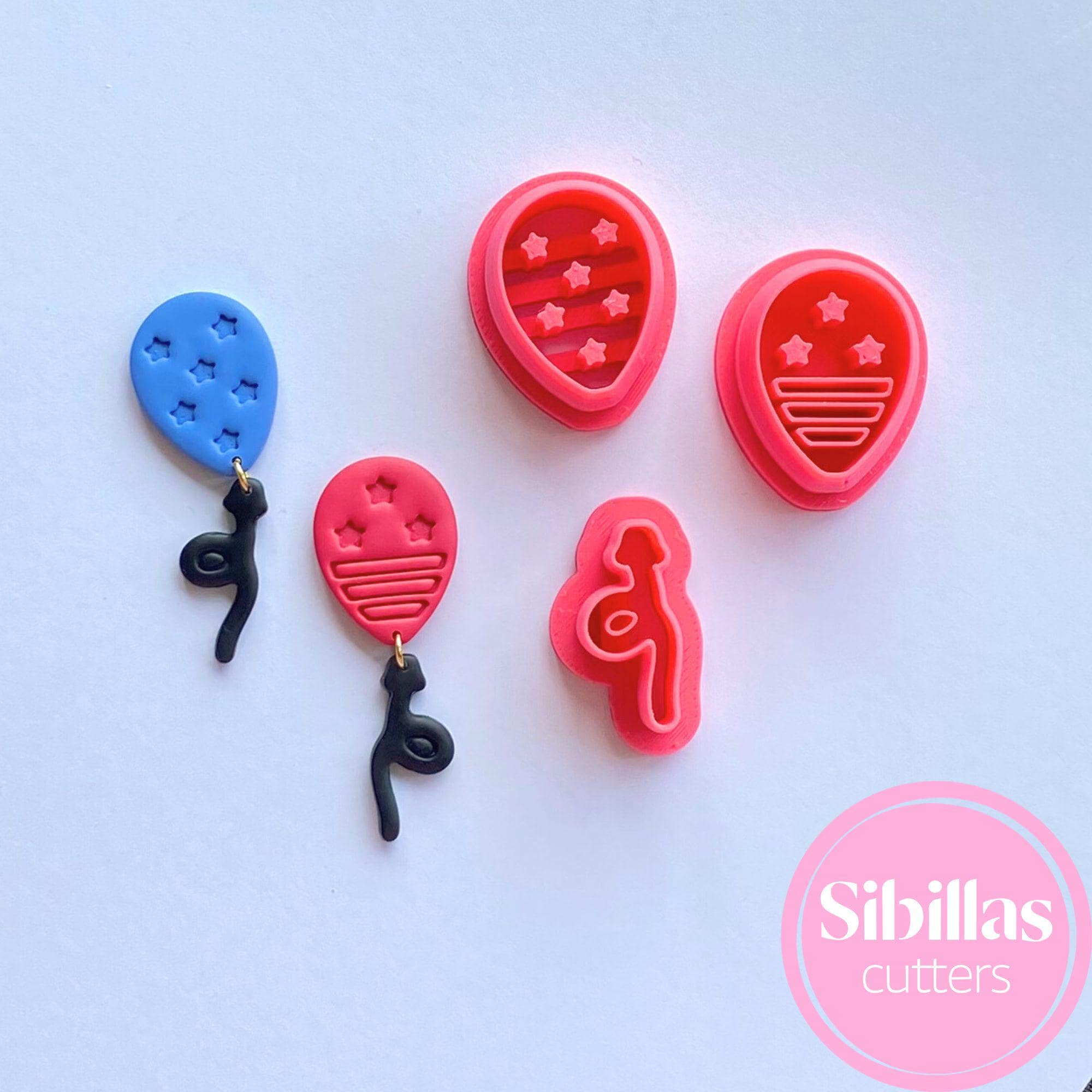 Festive clay cutters Cutter USA Balloon: Patriotic 4th of July polymer clay earring supply