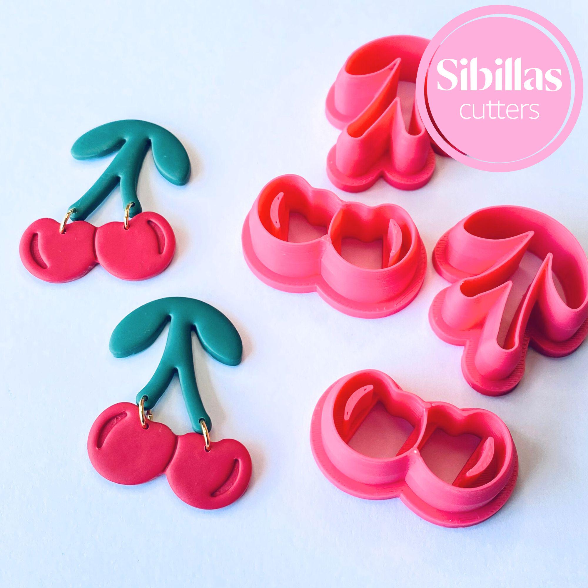 Cherries polymer clay cutter Set: Fruit clay earring supply