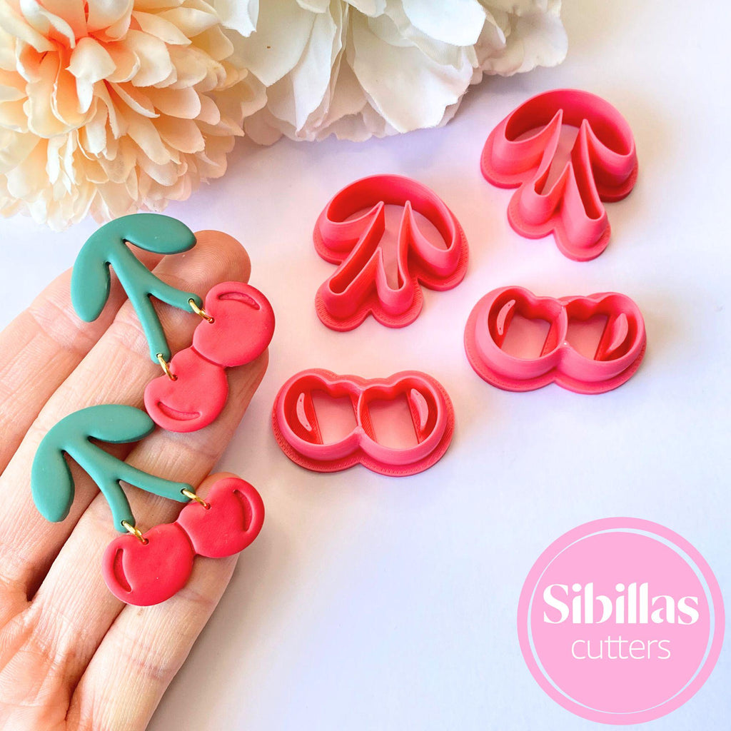 Cherries polymer clay cutter Set: Fruit clay earring supply