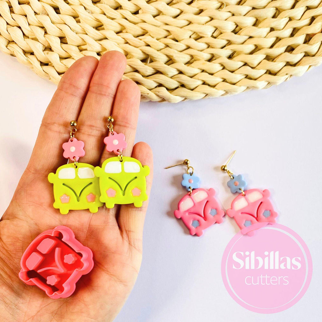 Retro Bus Polymer Clay Cutter: Hippie Boho earring polymerclay tools