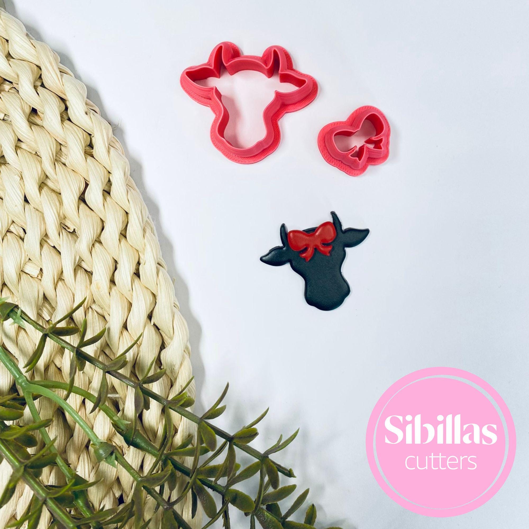 Cow head cutter set: western polymer clay cutters with tapered edge