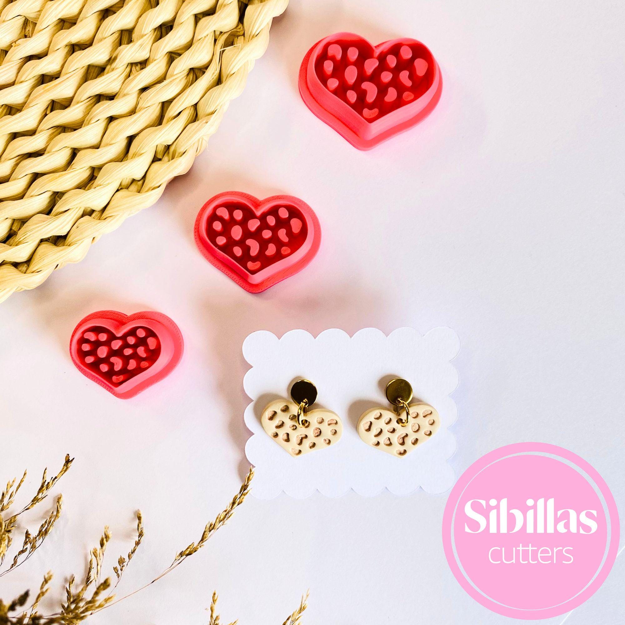 Leopard Print Heart Polymer Clay Cutter: Valentine's Earring Tool