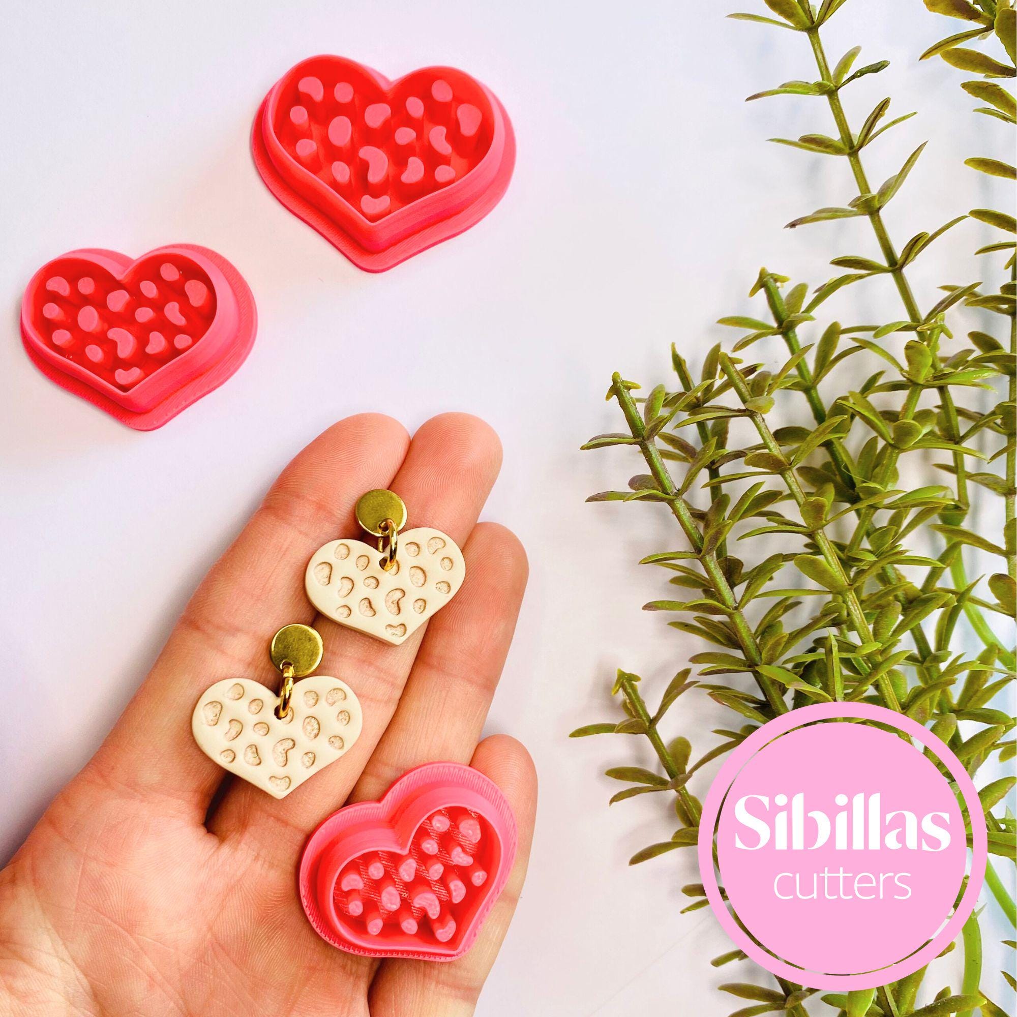 Leopard Print Heart Polymer Clay Cutter: Valentine's Earring Tool