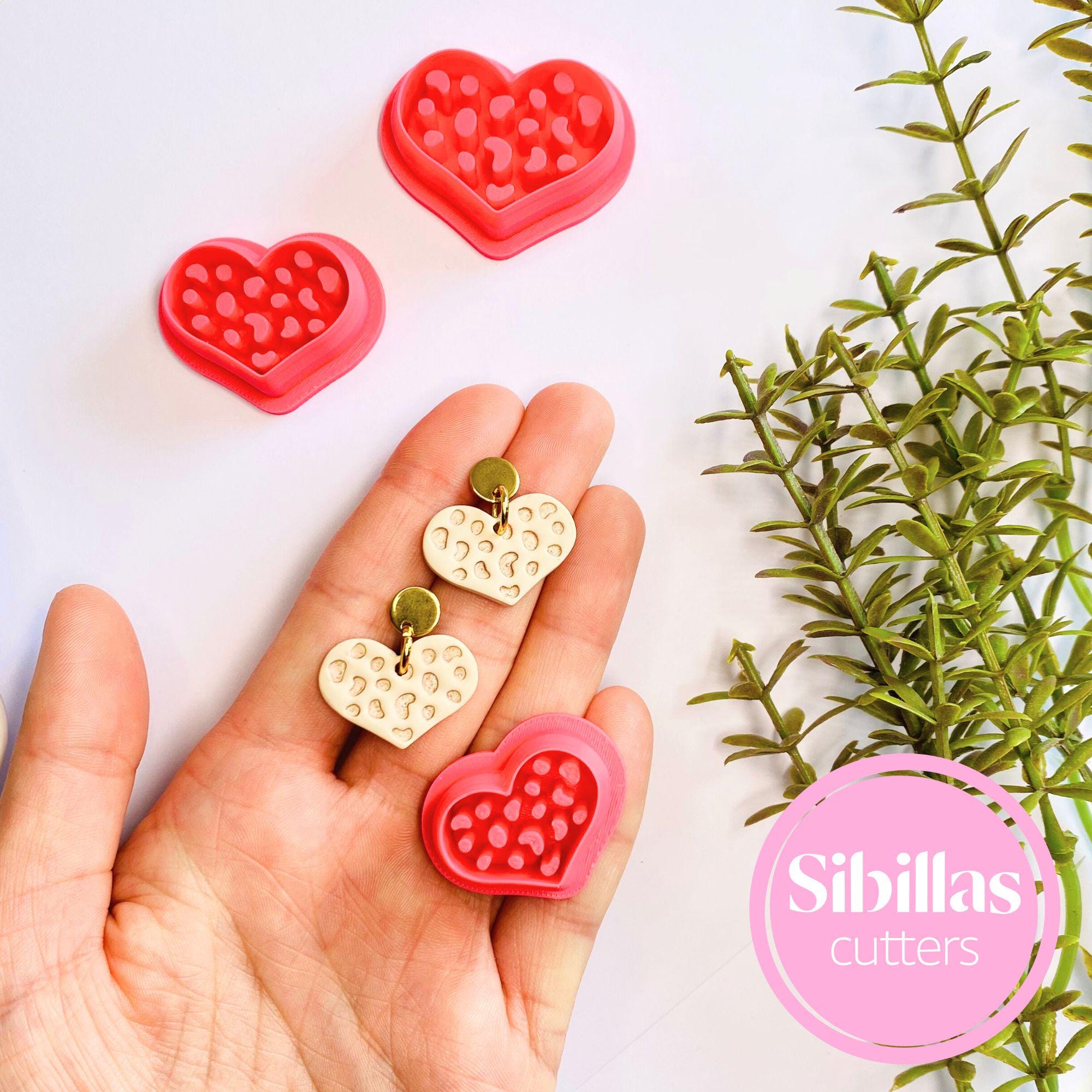 Leopard Print Heart Polymer Clay Cutter: Valentine's Earring Tool