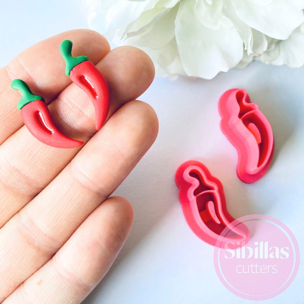 Chili pepper cutter: fruit stud clay cutters with sharp tapered edge