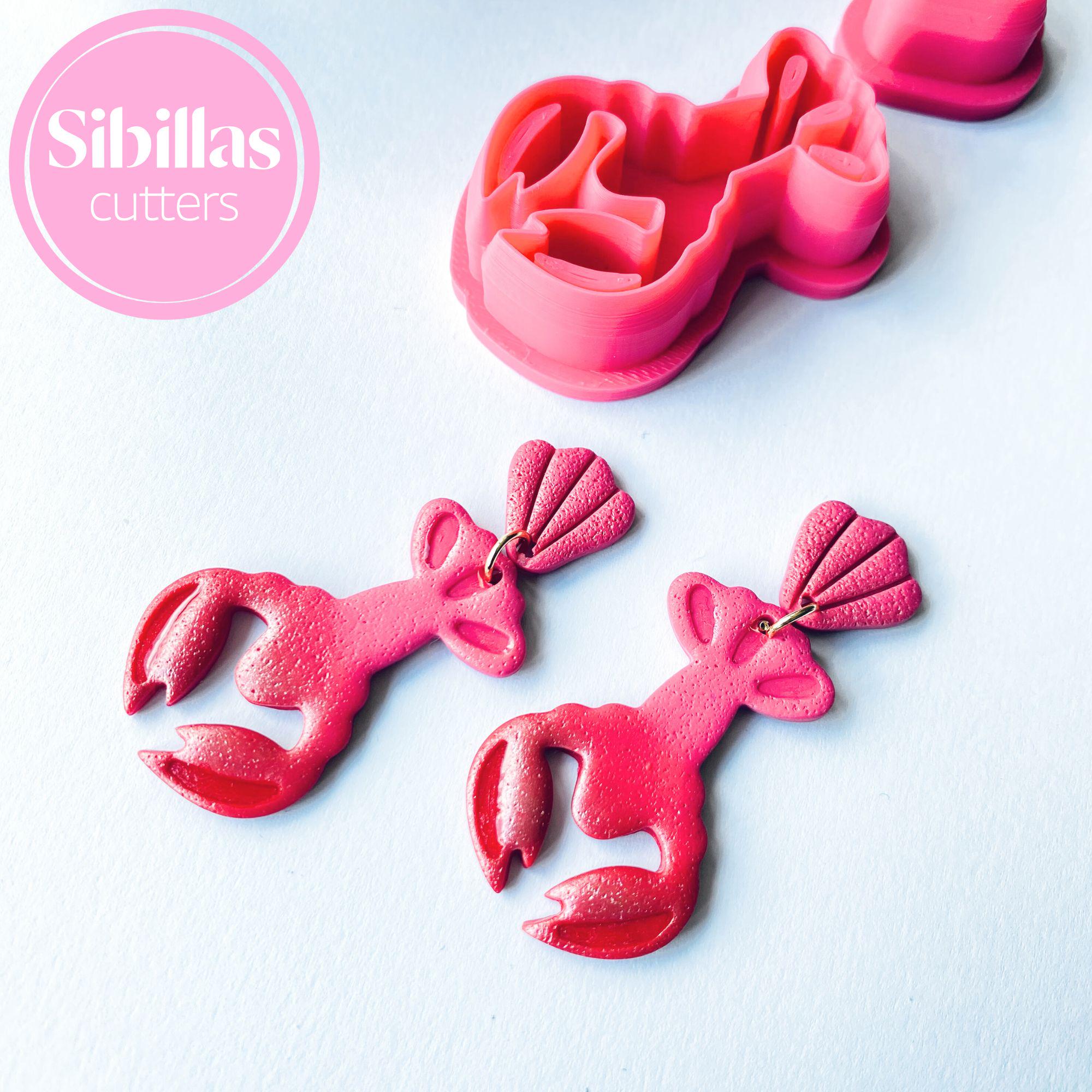 Crawfish Polymer Clay Cutter: mardi gras clay stamp with sharp tapered edges