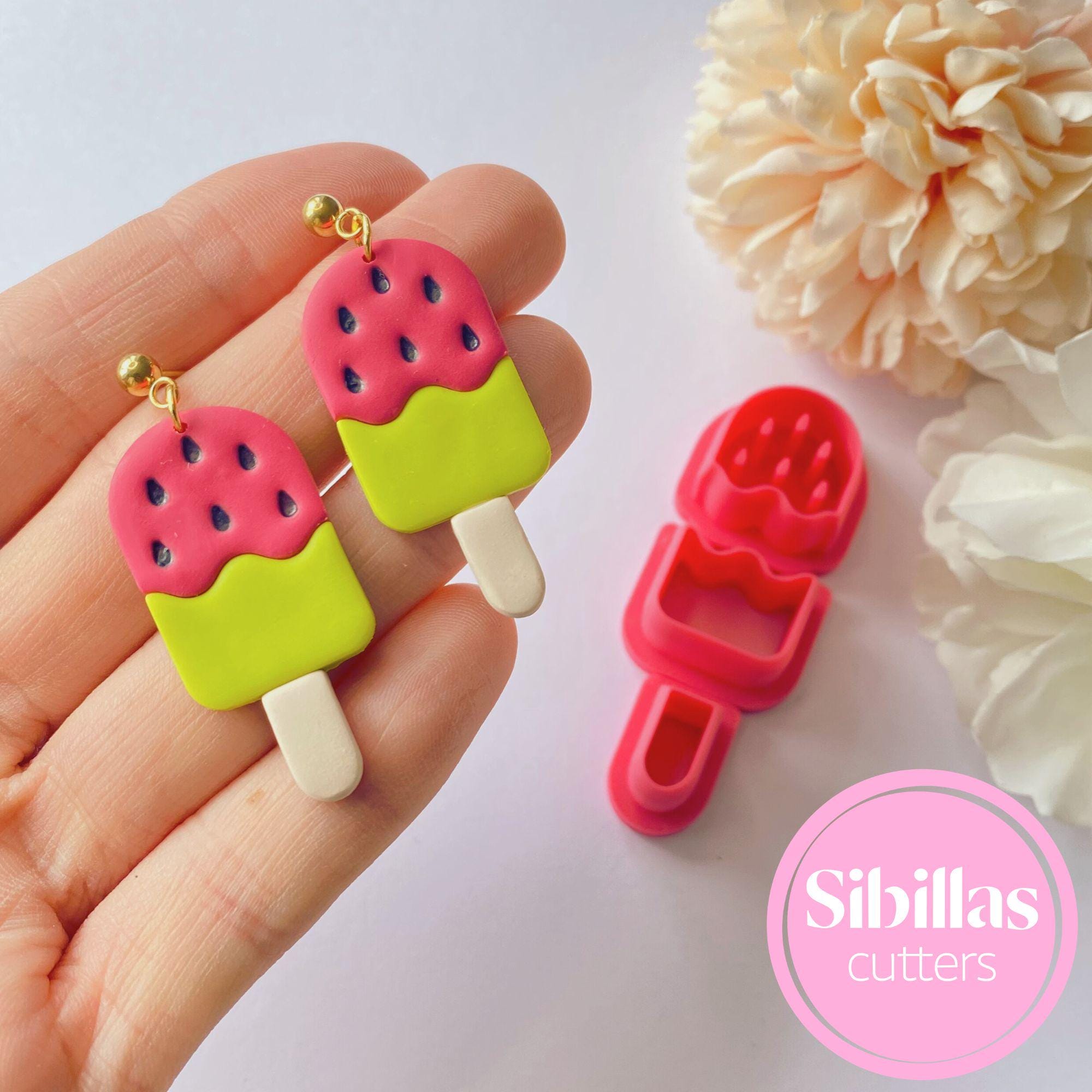 Watermelon Ice Cream Polymer Clay Cutter: Fun Earring Jewelry Tool