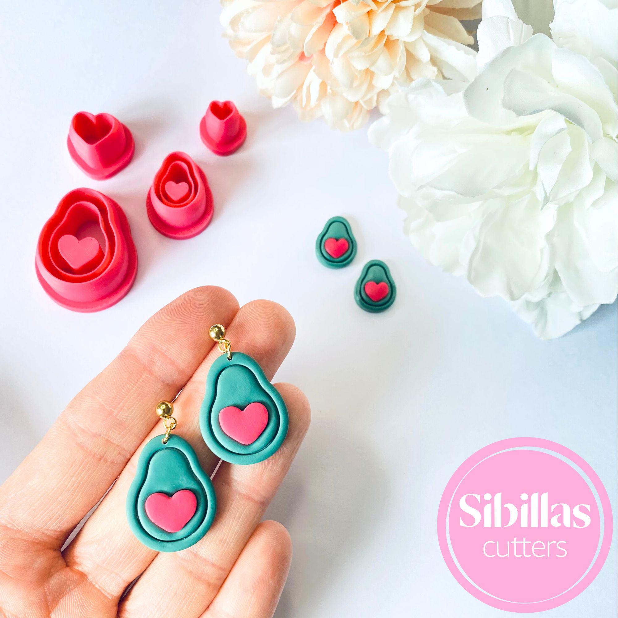 Avocado Heart Polymer Clay Cutter: Fun Earring Jewelry Tool