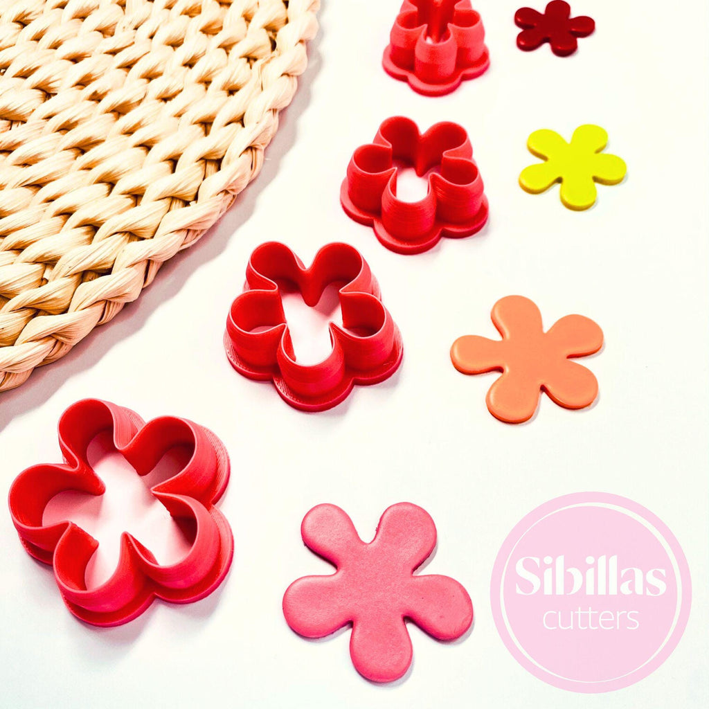 Abstract flower clay cutter: clay stamps floral