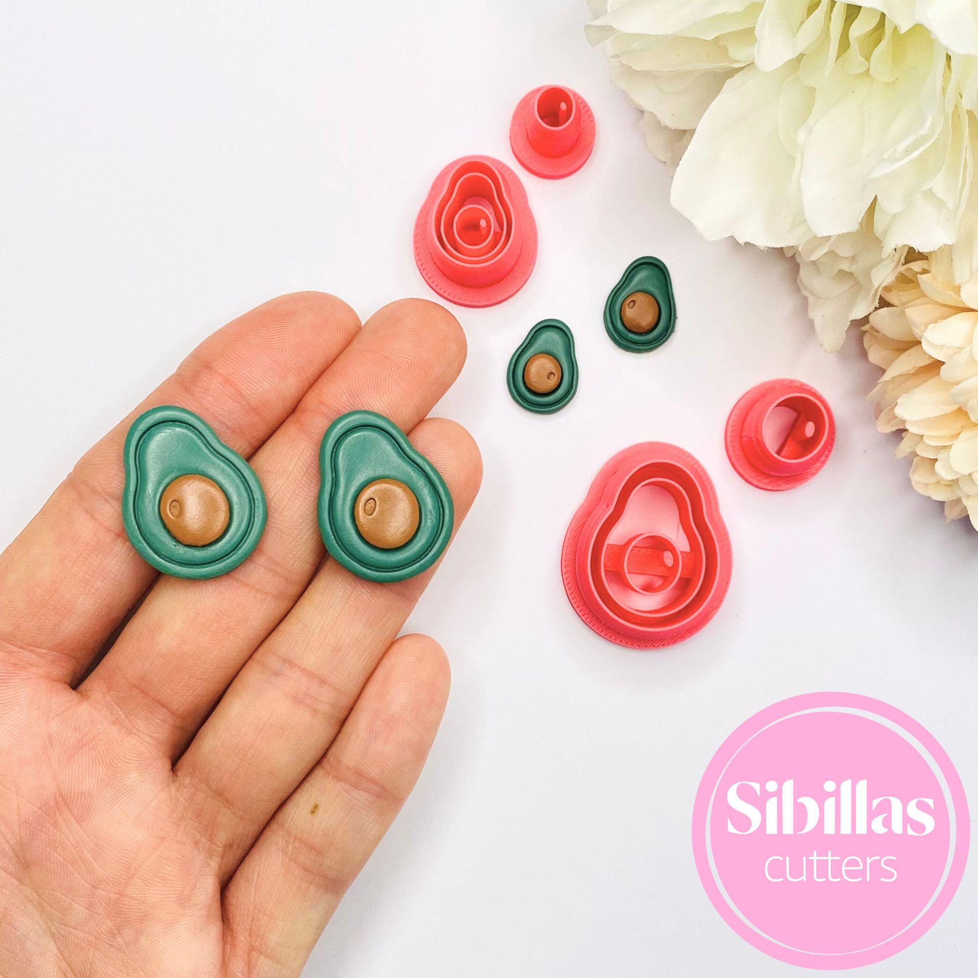 Fruits polymer clay cutter: Avocado clay cutter for make clay studs