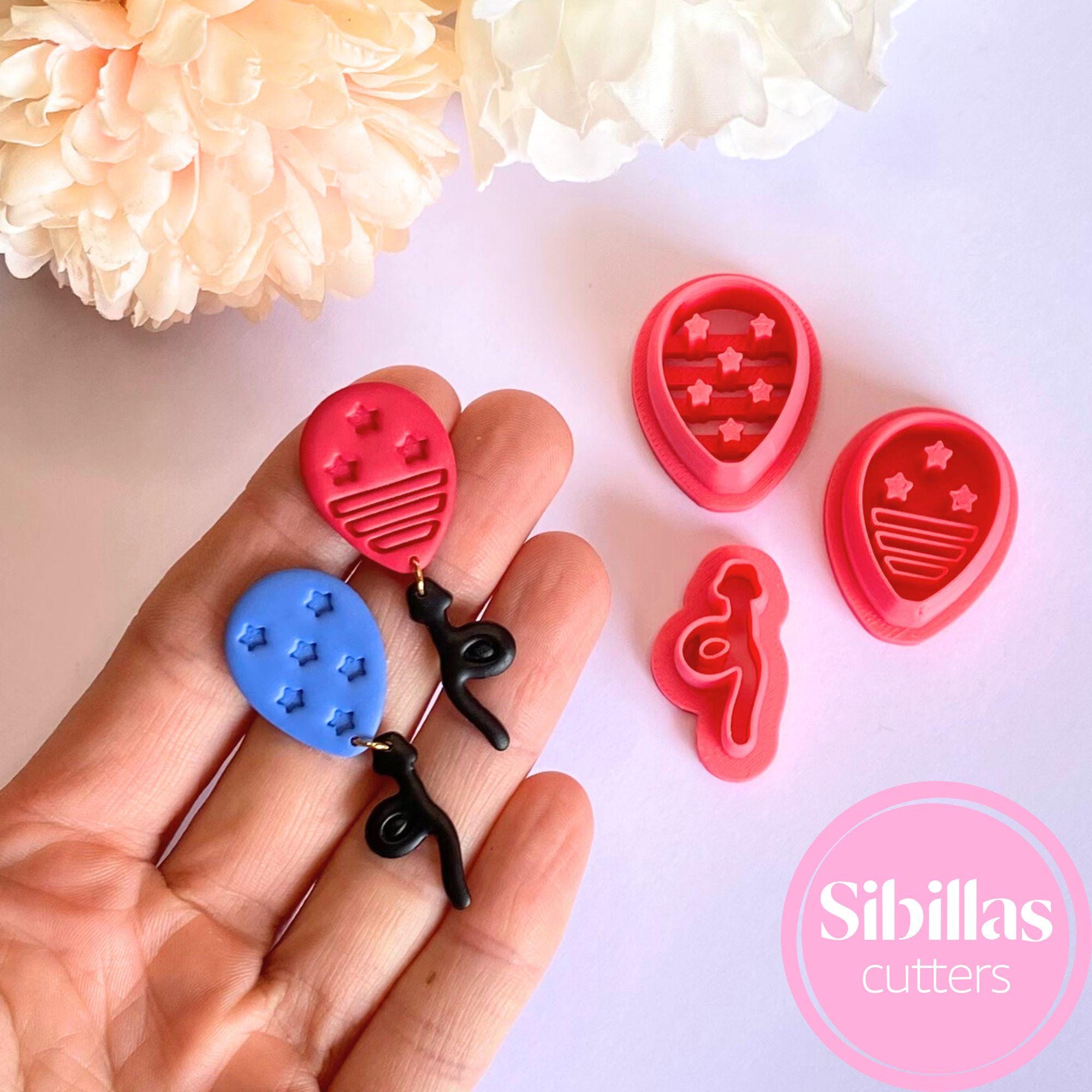 Festive clay cutters Cutter USA Balloon: Patriotic 4th of July polymer clay earring supply