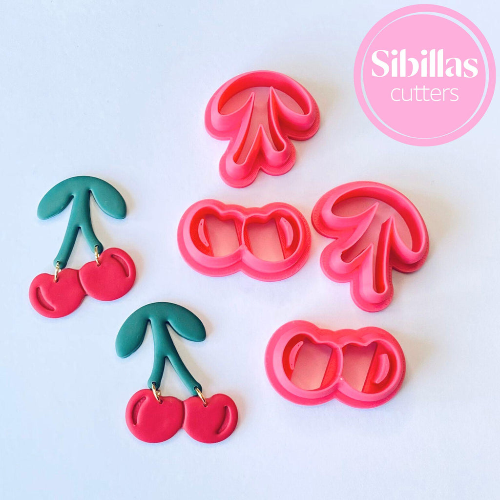 Cherries polymer clay cutter Set: Fruit clay earring supply