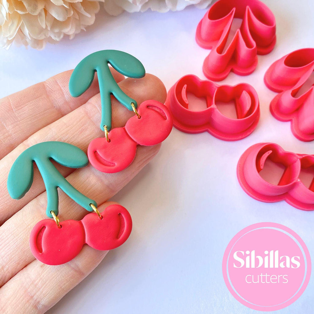 Cherries polymer clay cutter Set: Fruit clay earring supply
