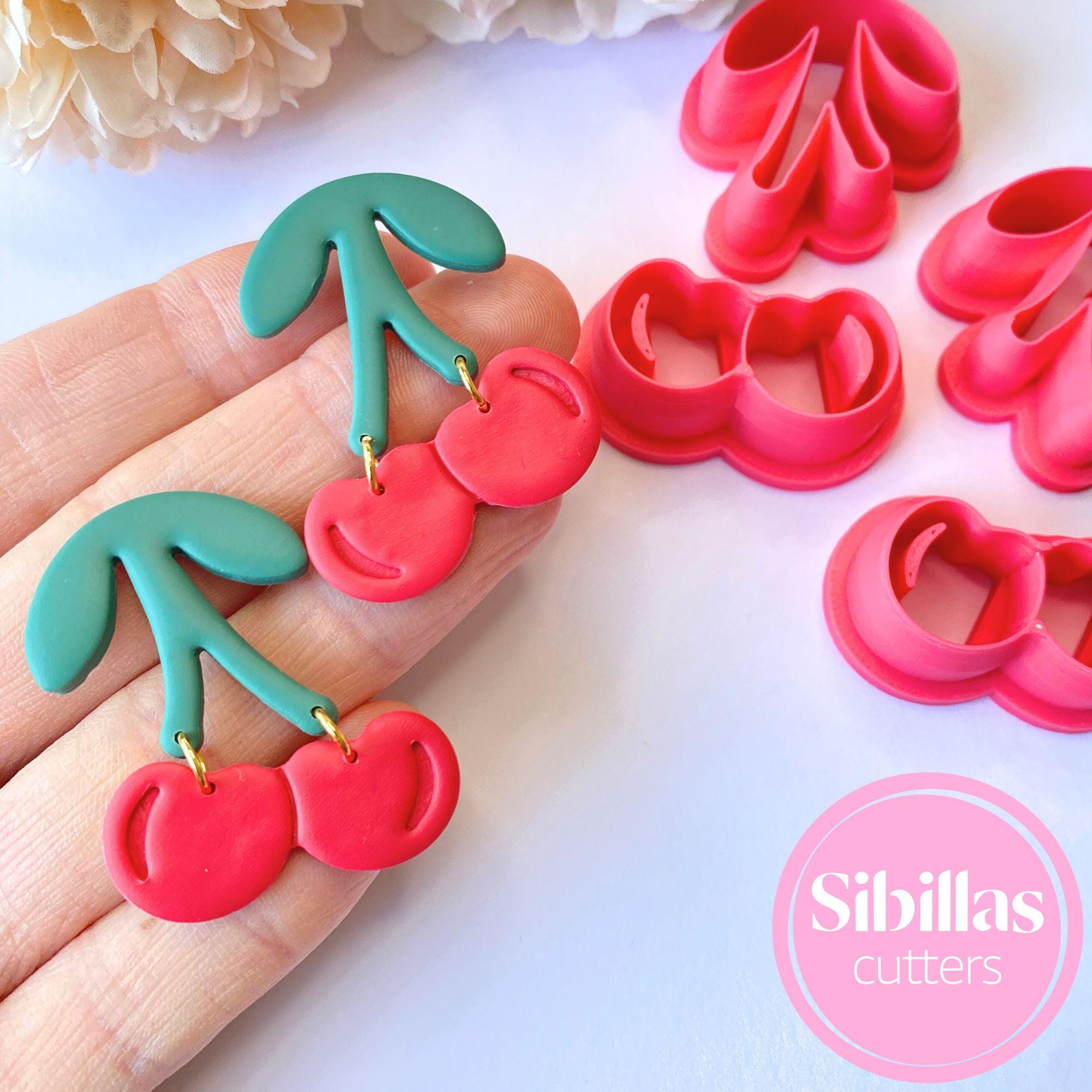 Cherries polymer clay cutter Set: Fruit clay earring supply