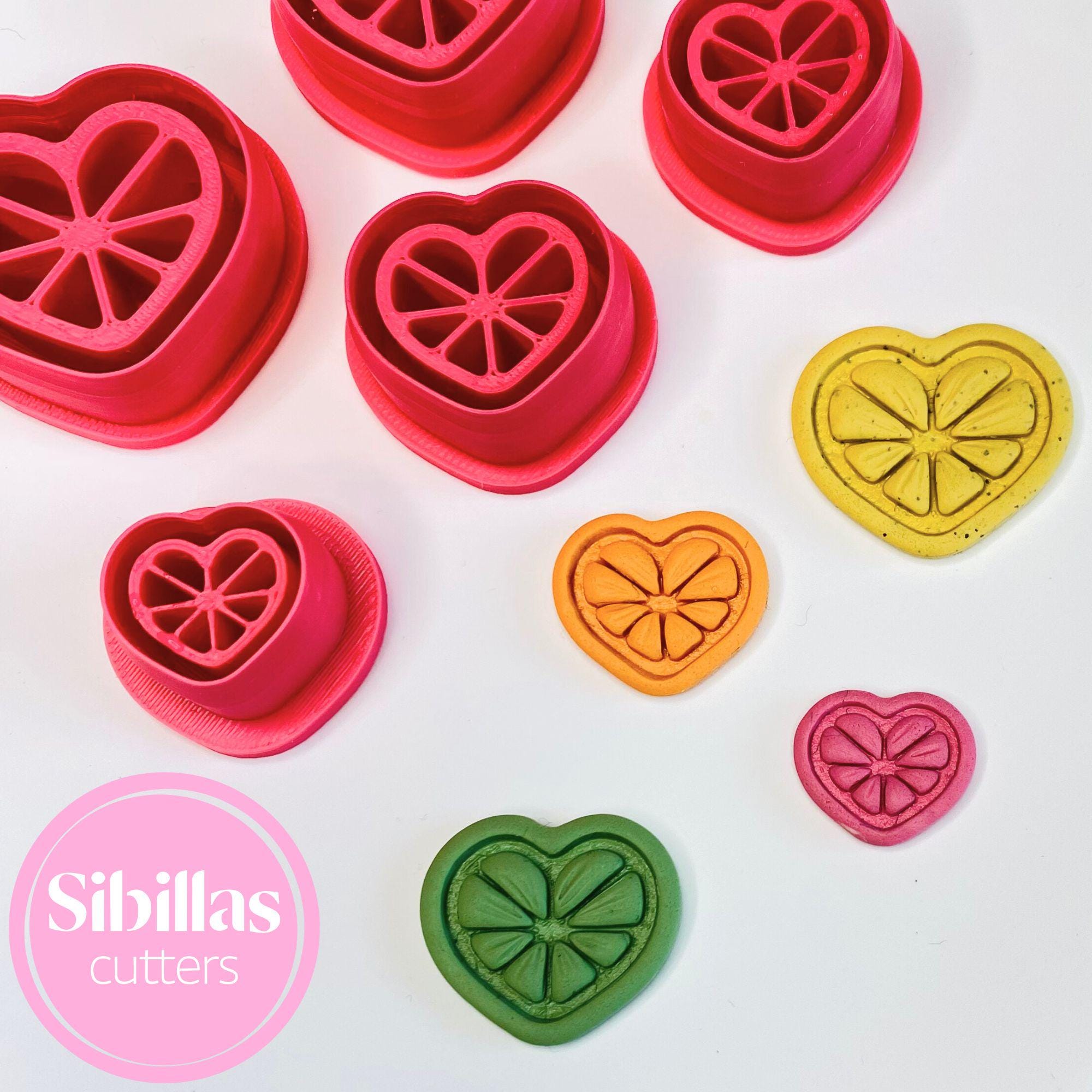 Heart Lemon Slice Polymer Clay Cutter: Summer Earring Jewelry Tool