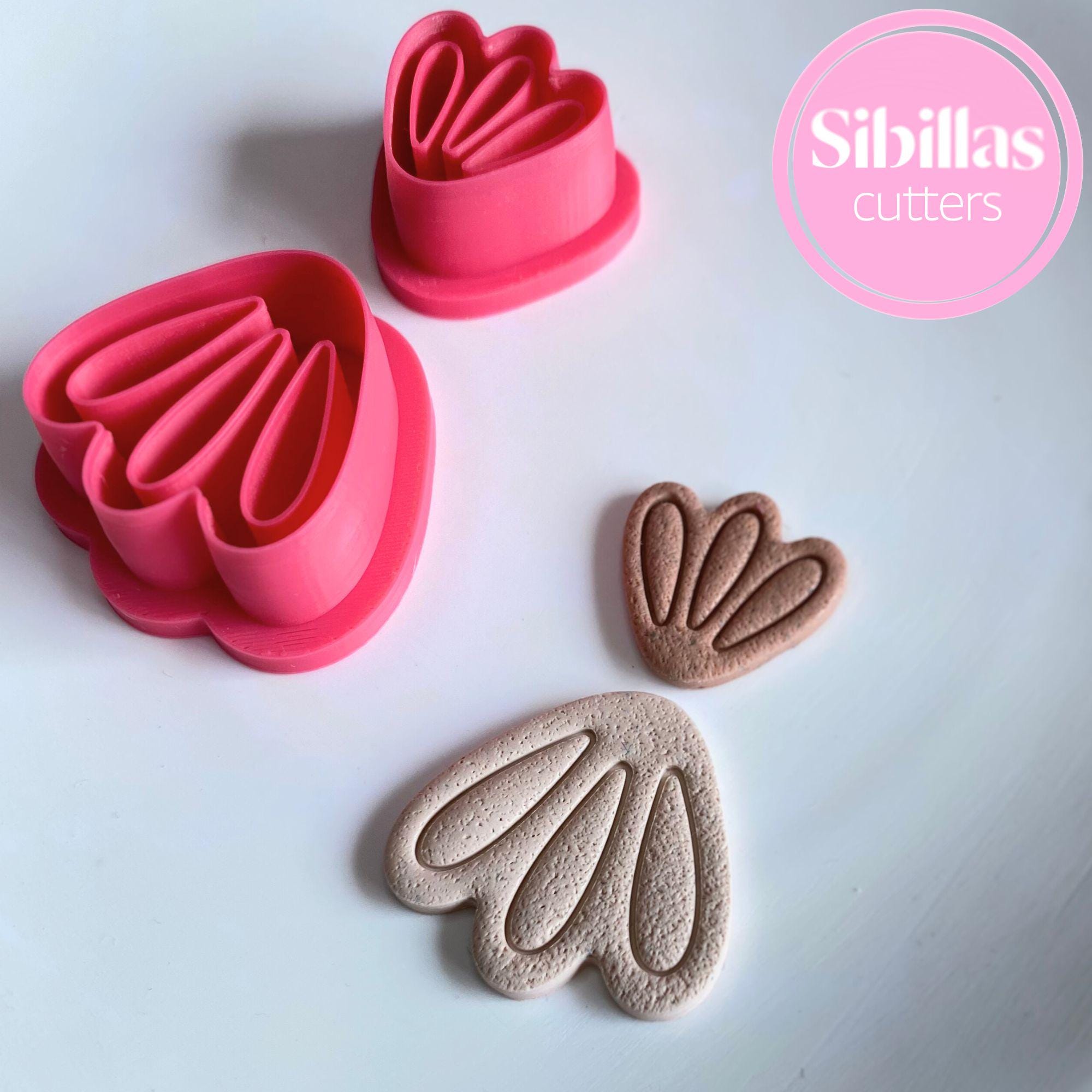 Leaf shape clay cutters: Embossed Scalloped Earring Tool