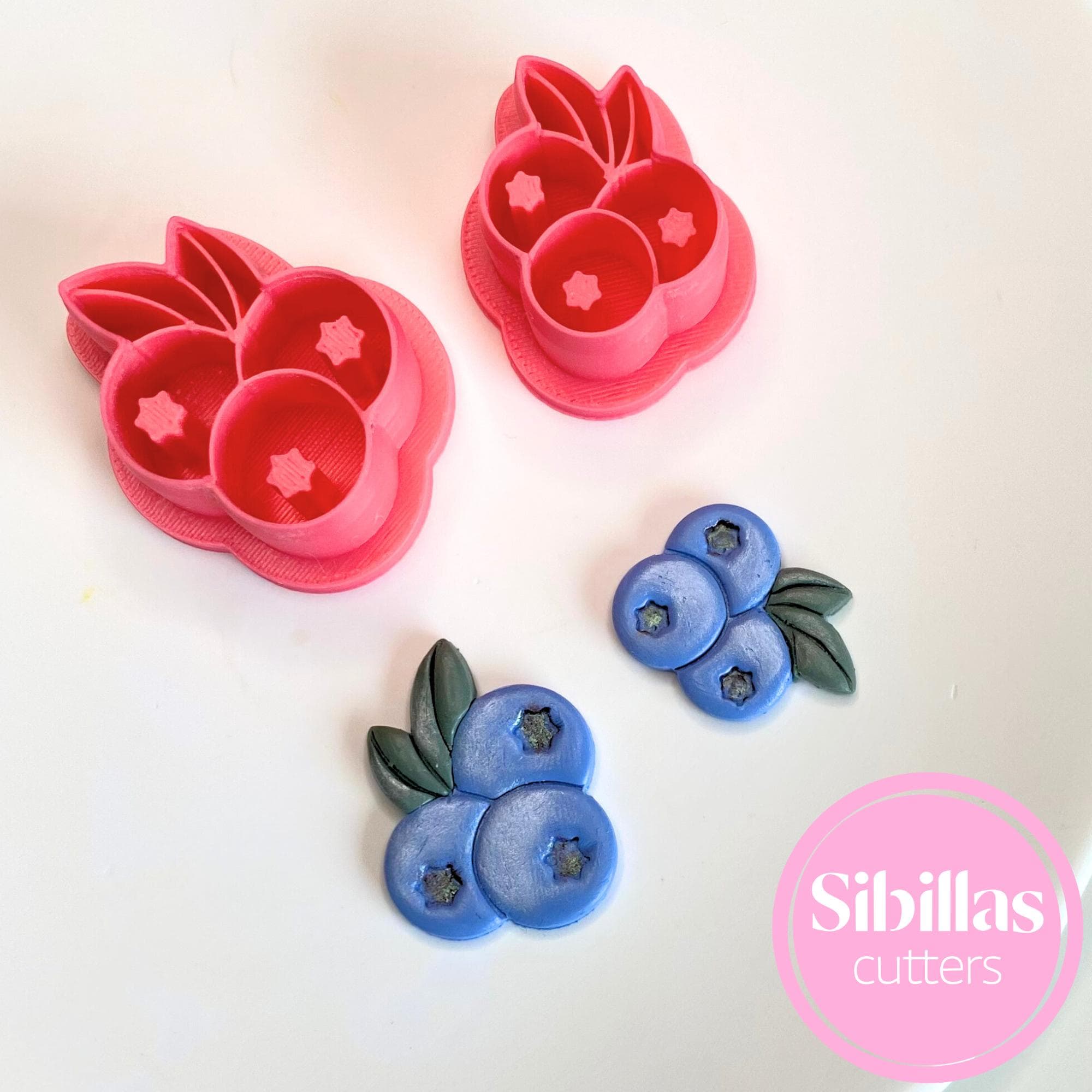 Blueberry  polymer clay cutter, Autumn stud earrings cutter, Cute Fruit Jewelry cutter, Fun Berries Whimsical clay tool, Picnic clay supplie
