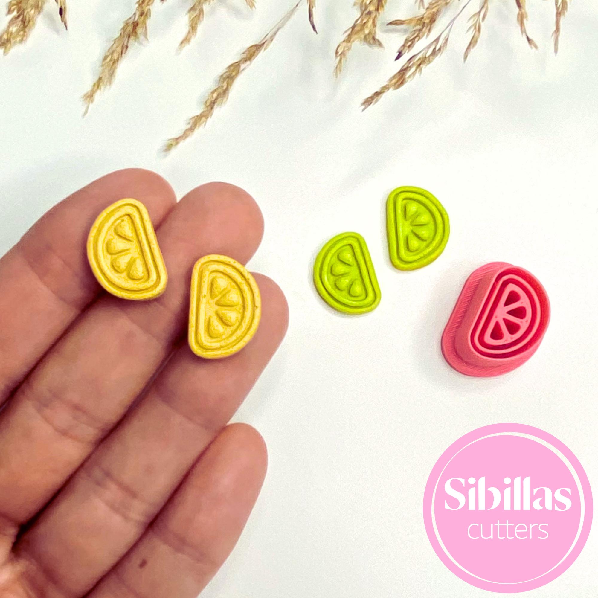 Fruit stud clay cutters: vintage lemon stamp polymer clay