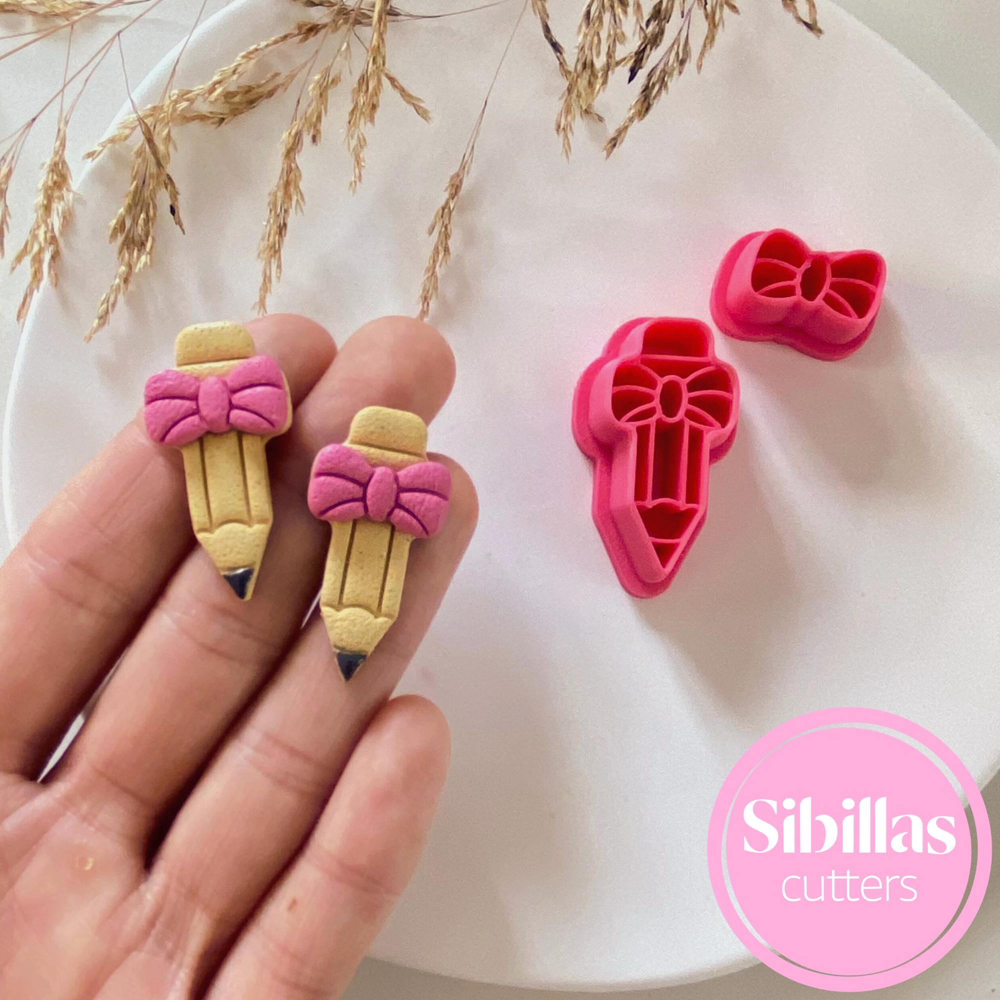 Pencil Bow Clay Cutter: Embossed Polymer Clay Earring Tool