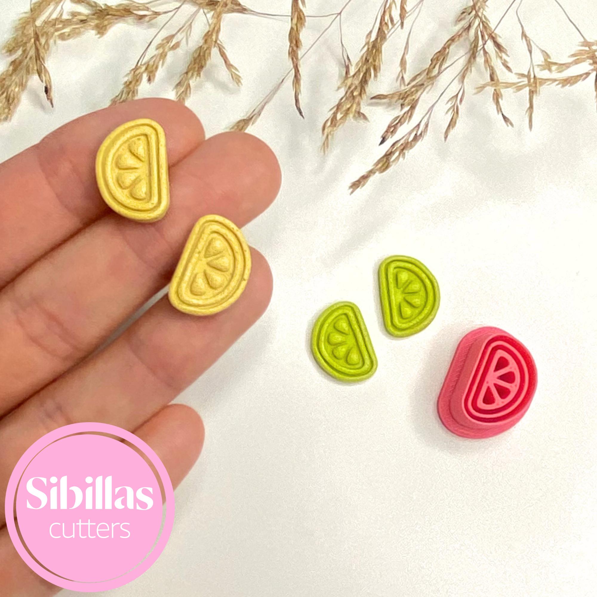 Fruit stud clay cutters: vintage lemon stamp polymer clay
