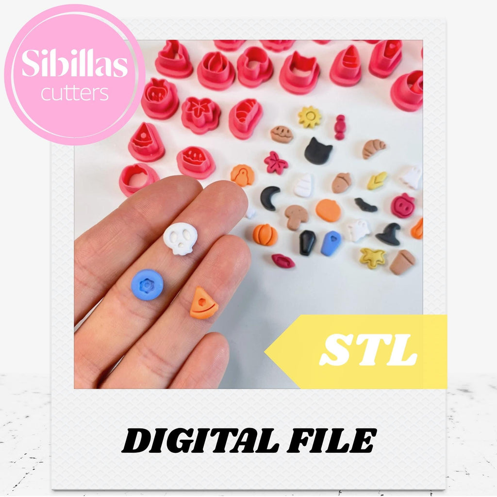 Fall micro cutter STL Pack, Maple leaf cutter, Halloween clay cutter bundle STL files