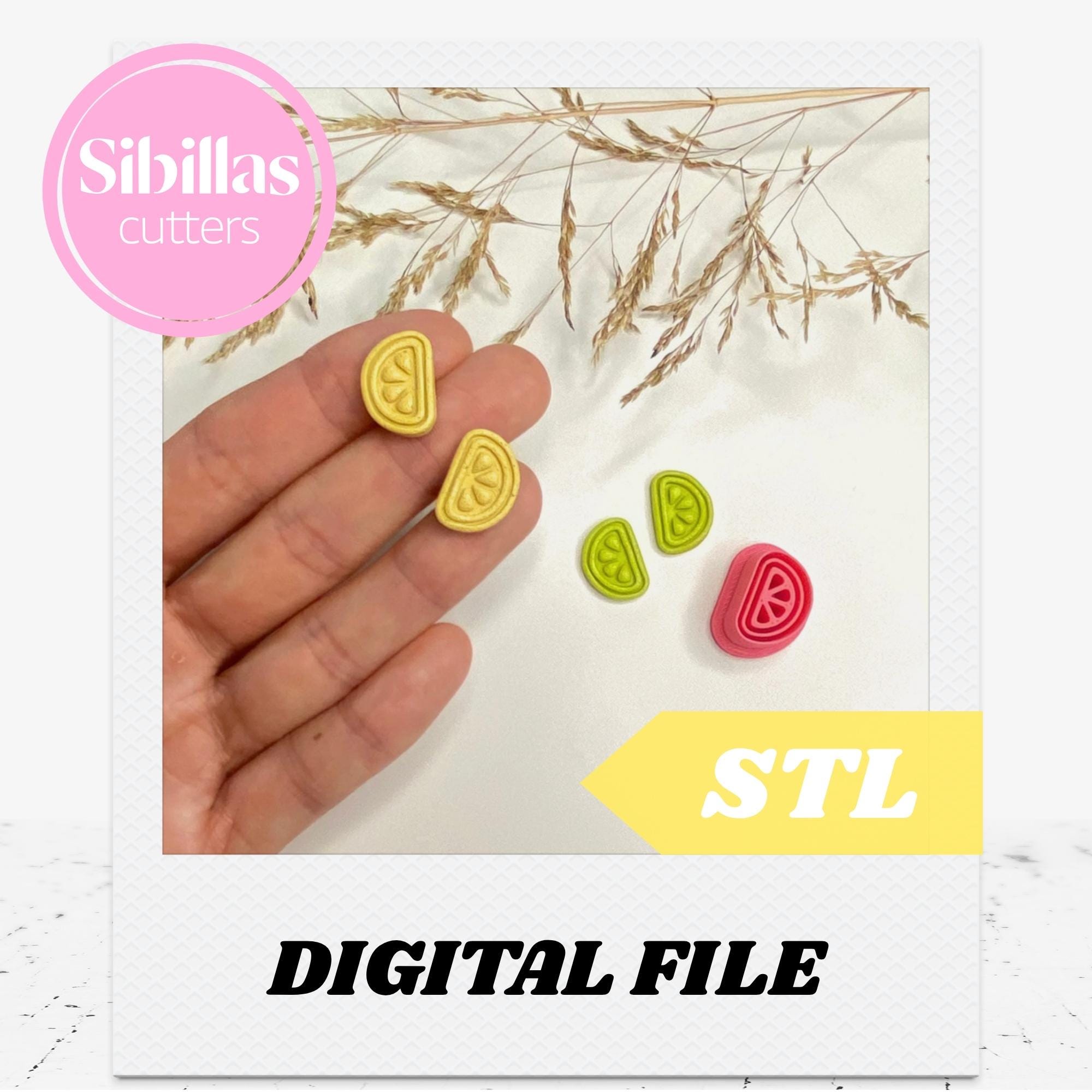 Lemon tapered clay cutter, Fruit clay cutter STL files, Sharp seasonal cutters for polymer clay
