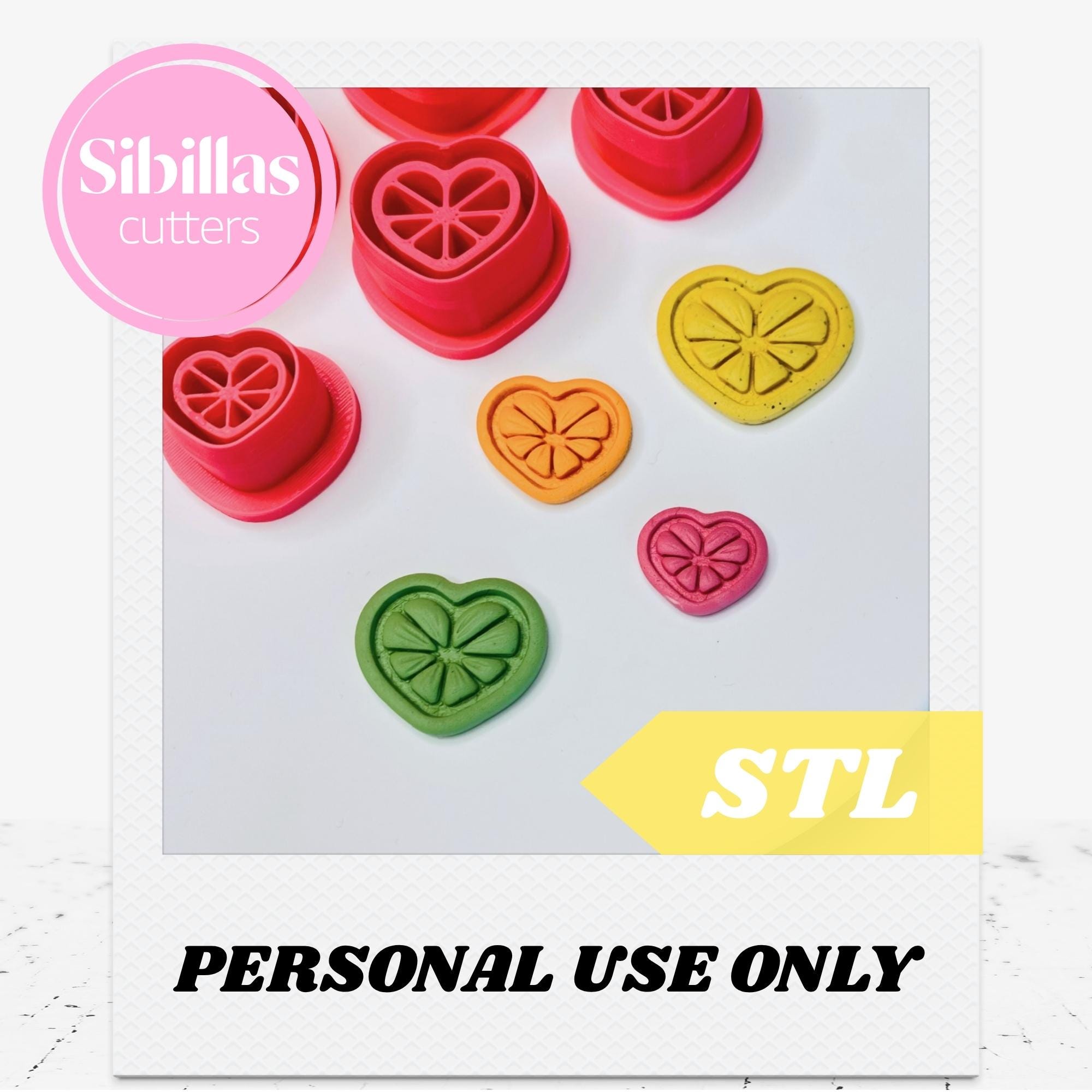 Lemon Polymer Clay Cutter STL, Fruit Heart Shaped Cutter, Summer Tapered Clay Cutter for Earrings & Jewelry Making
