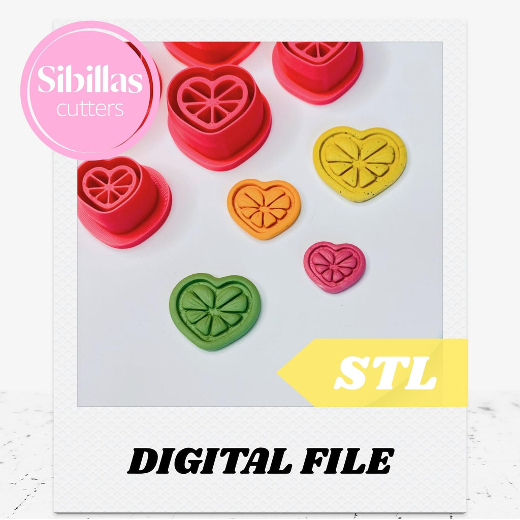 Lemon Polymer Clay Cutter STL, Fruit Heart Shaped Cutter, Summer Tapered Clay Cutter for Earrings & Jewelry Making