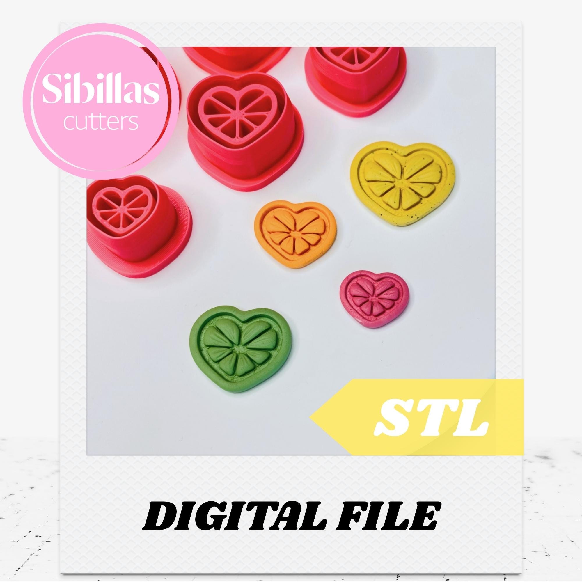 Lemon Polymer Clay Cutter STL, Fruit Heart Shaped Cutter, Summer Tapered Clay Cutter for Earrings & Jewelry Making