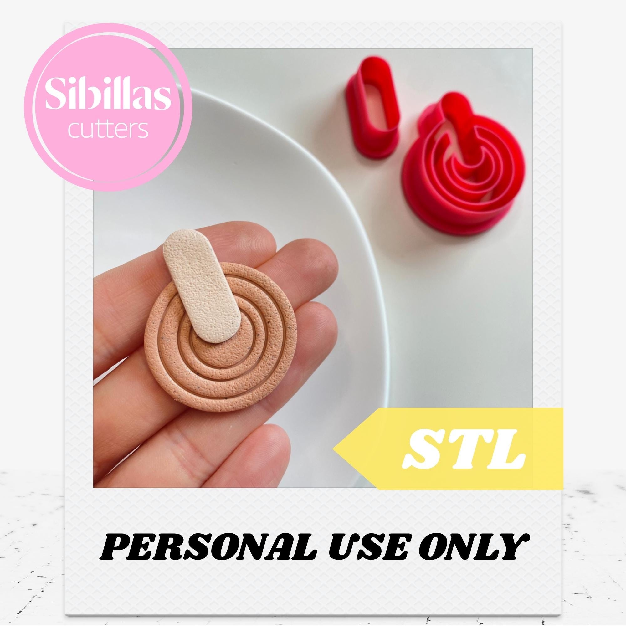 Round Polymer Clay Cutter STL: Boho clay stamp for earrings