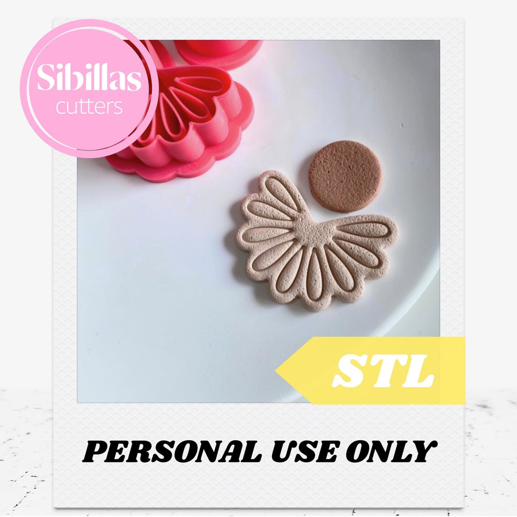 Ruffle clay cutter STL, Modern tapered clay cutter, Sharp teardrop cutter STL files