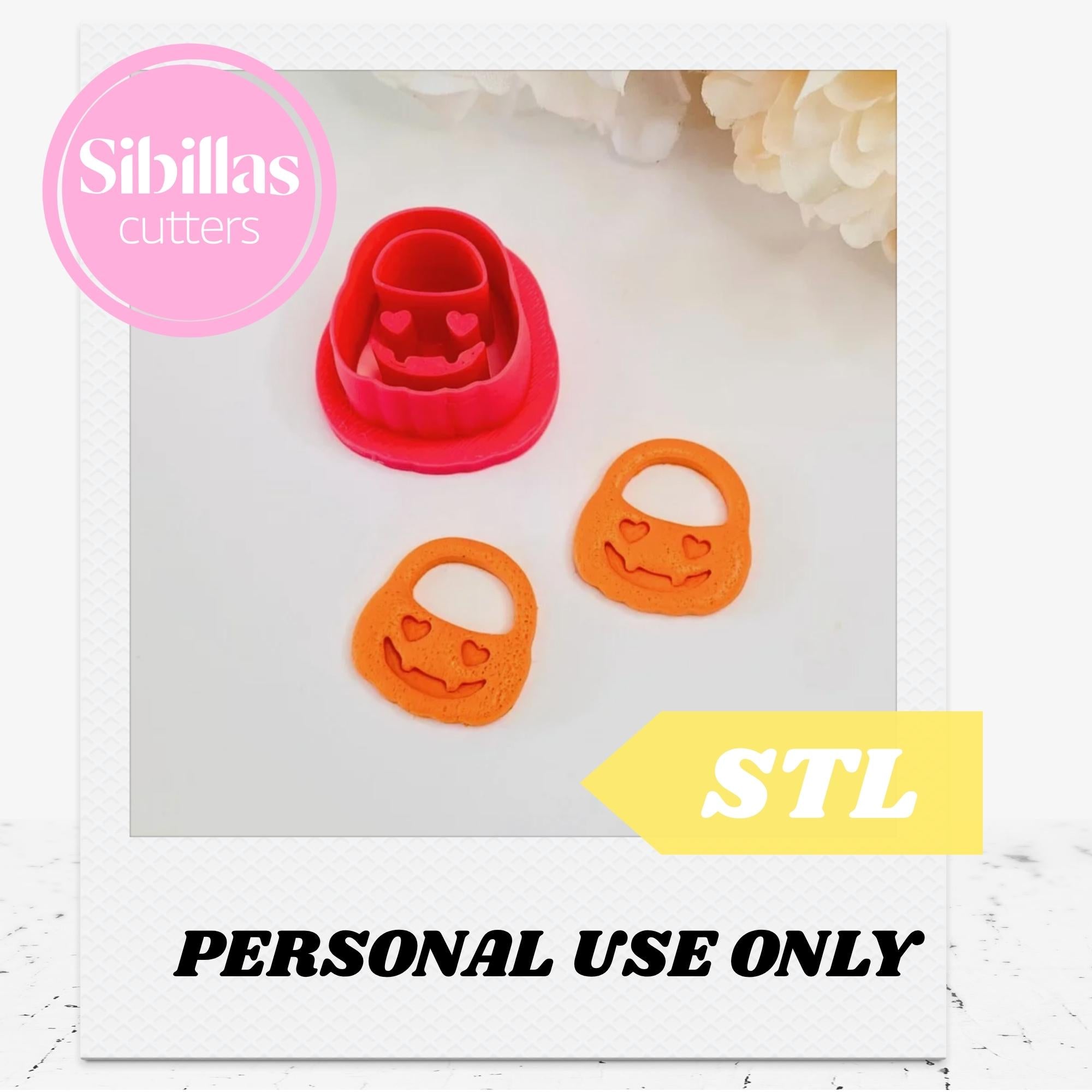 Jack-O' Lantern cutter STL, Whimsical cutters Digital STL File, Halloween tapered clay cutter