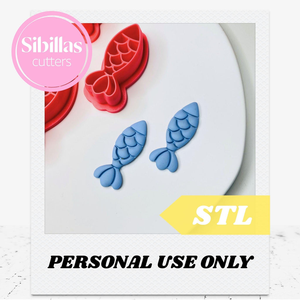 Sardine clay cutter STL, Fish shaped cutter STL files, Sharp edge polymer clay cutter