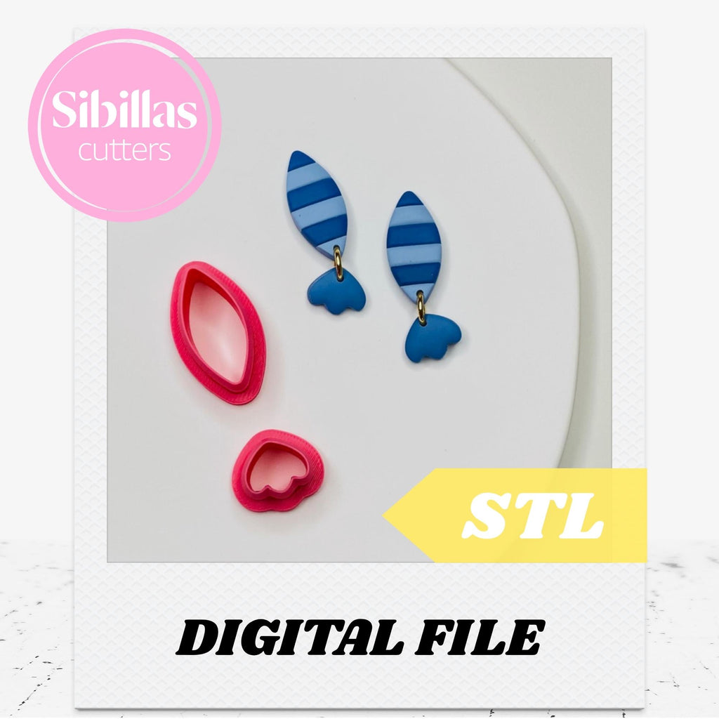 Fish Polymer Clay Cutter STL, Boho fishing cutter stamp, Sardine clay cutter STL files
