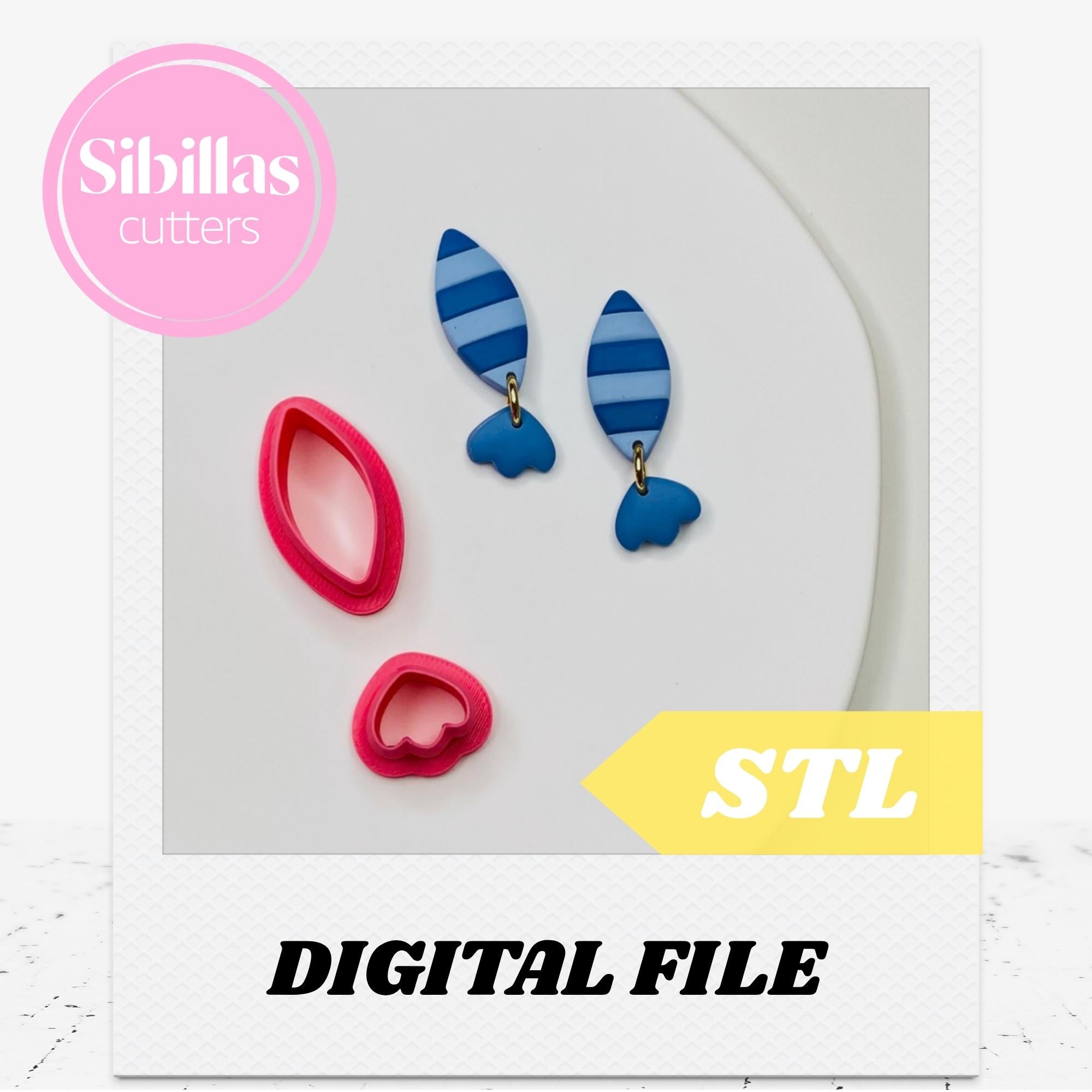 Fish Polymer Clay Cutter STL, Boho fishing cutter stamp, Sardine clay cutter STL files