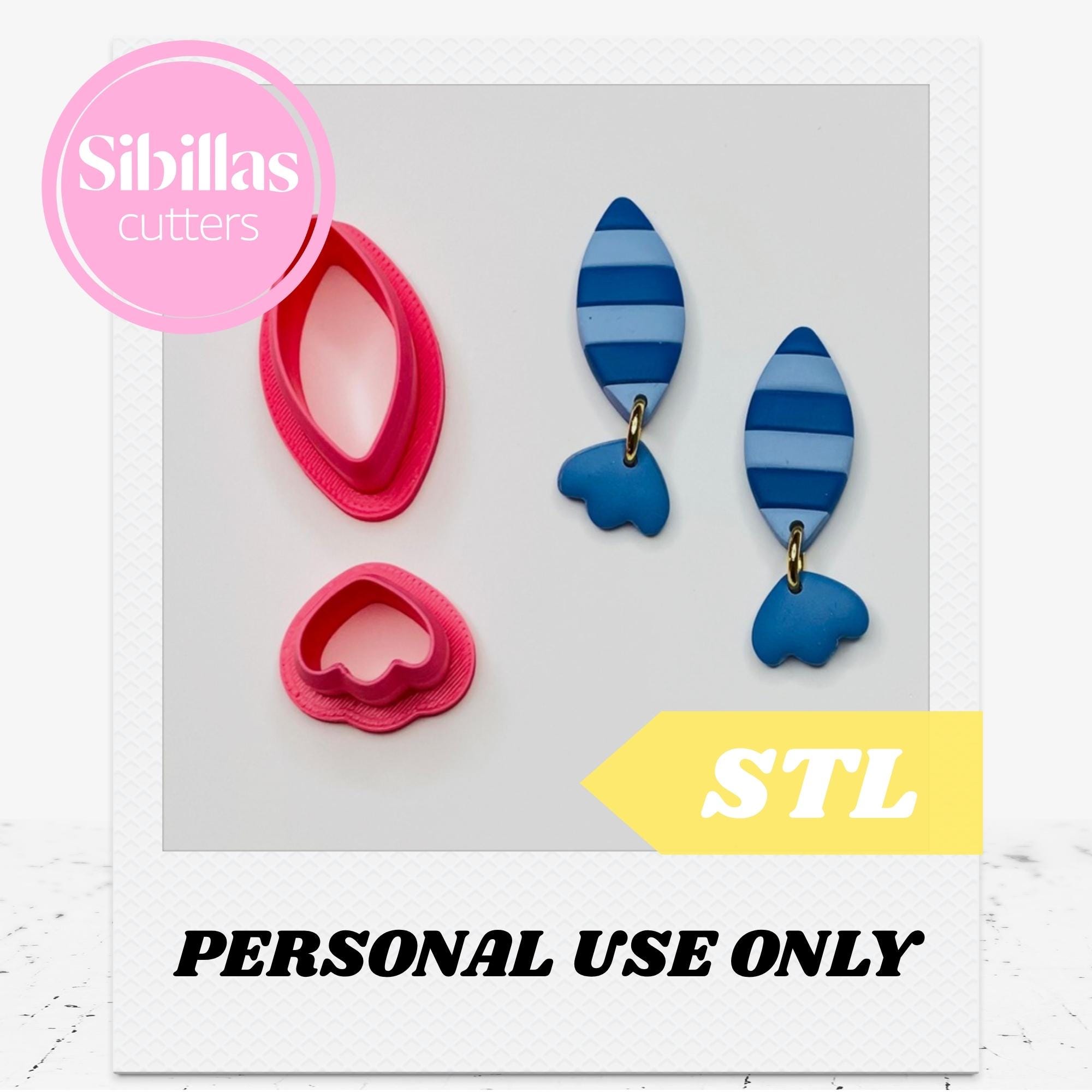 Fish Polymer Clay Cutter STL, Boho fishing cutter stamp, Sardine clay cutter STL files
