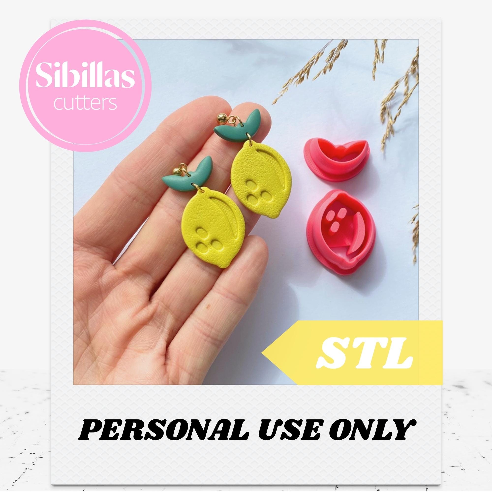 Lemon leave Clay Cutter STL: Sharp clay earring cutter, Summer fruits clay cutters