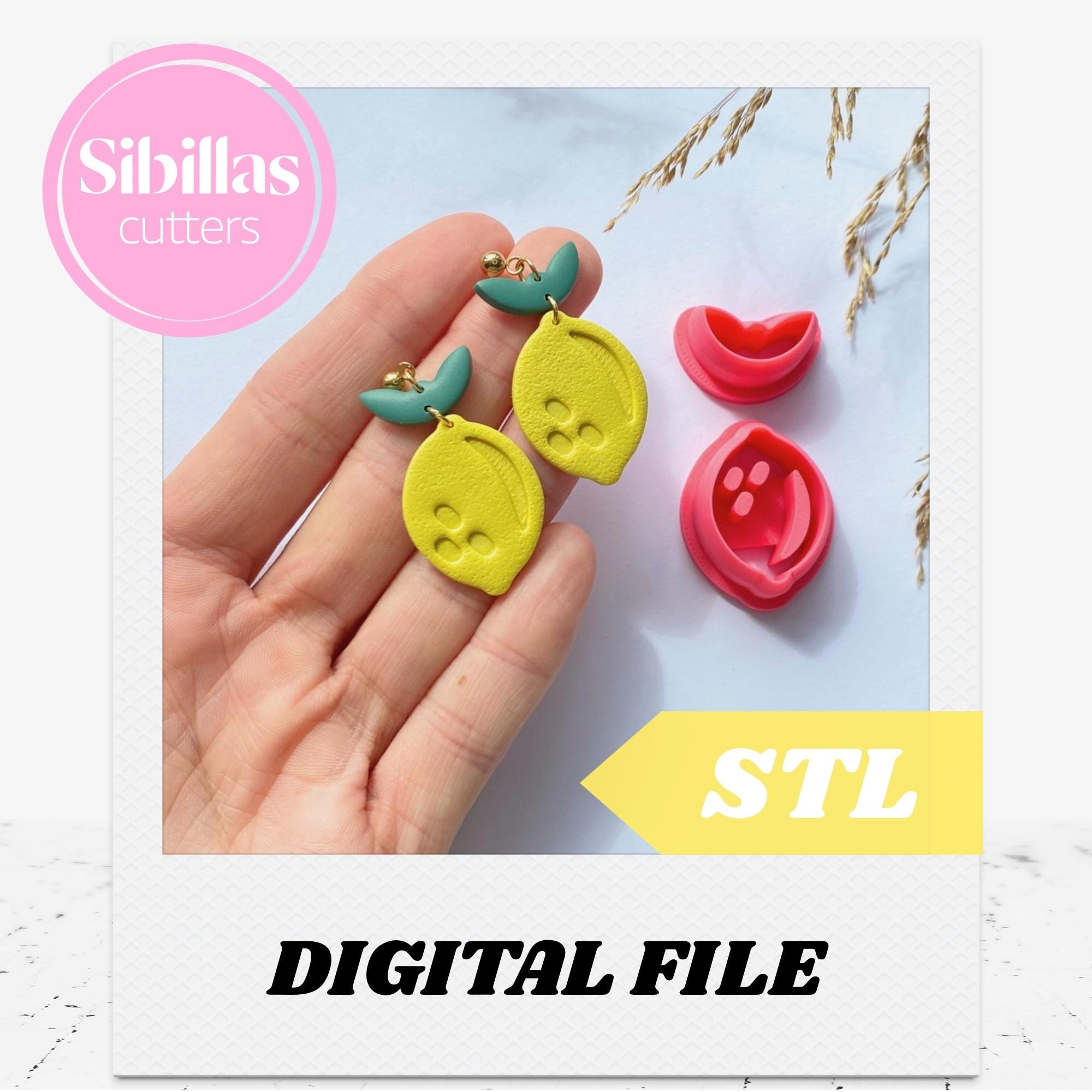 Lemon leave Clay Cutter STL: Sharp clay earring cutter, Summer fruits clay cutters