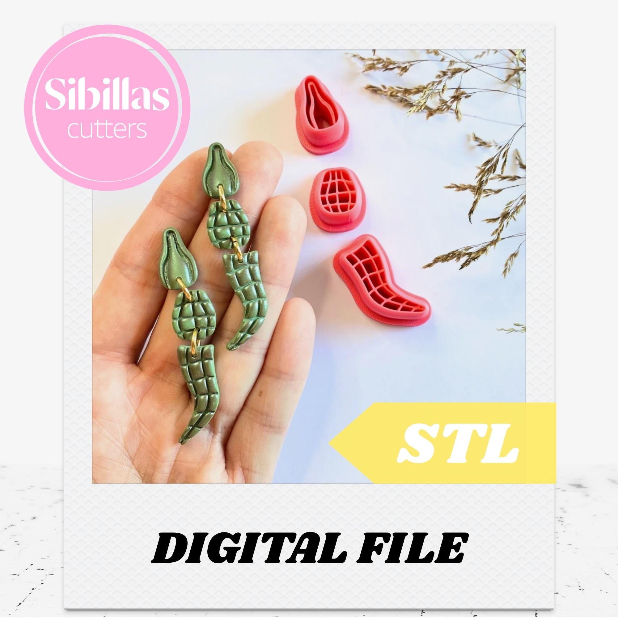 Polymer clay cutters alligator STL – Animal tapered clay cutter