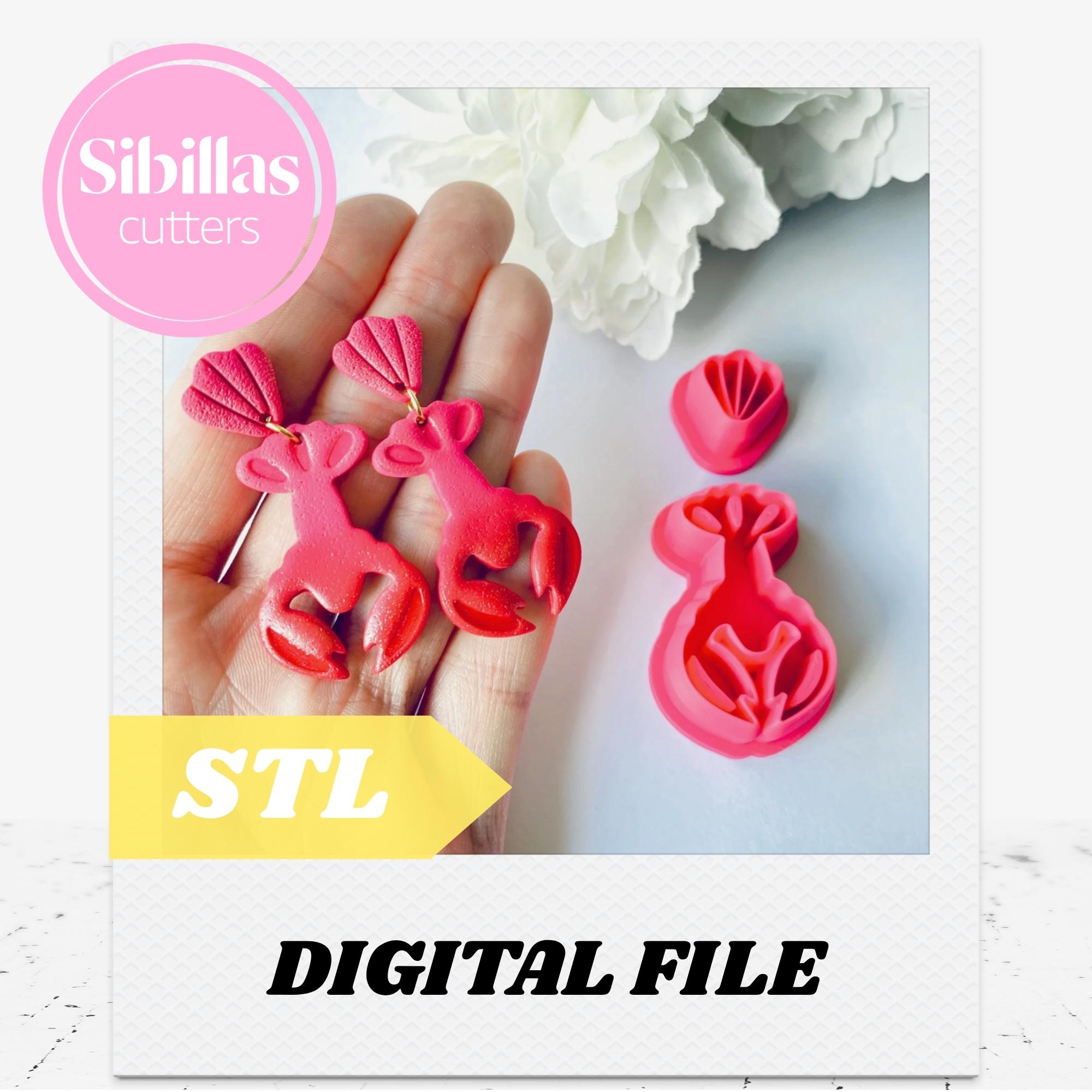 Crawfish Clay Cutter STL: beach polymer clay stamp (Digital Download)
